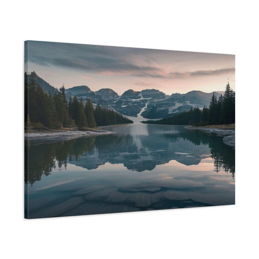 Main Mockup. Alpine Lake At Dusk shown as canvas print