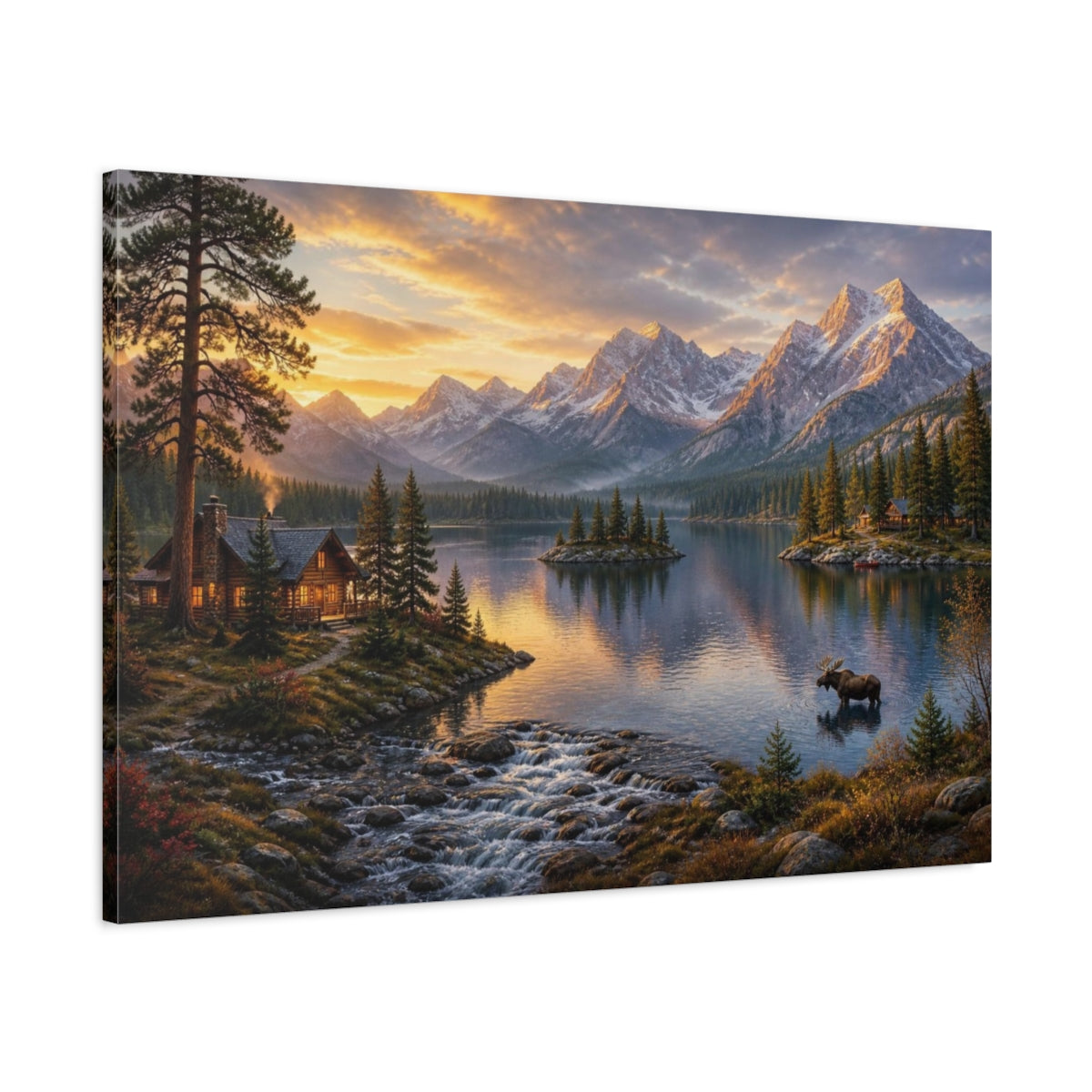 Main Mockup. Alpine Lake Landscape shown as canvas print