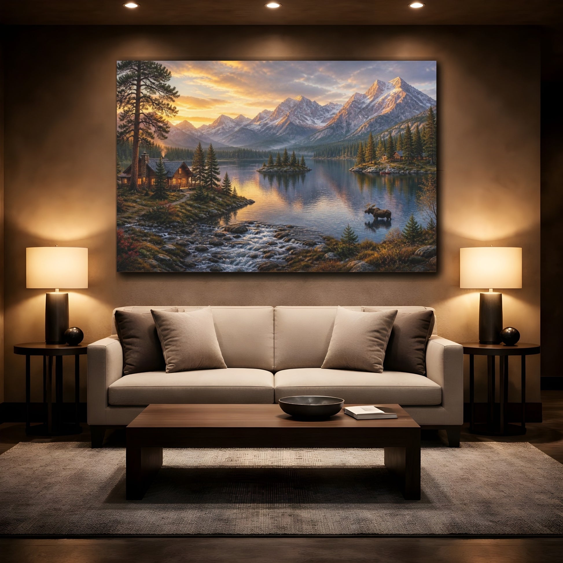 Mockup 2. Alpine Lake Landscape shown as canvas print