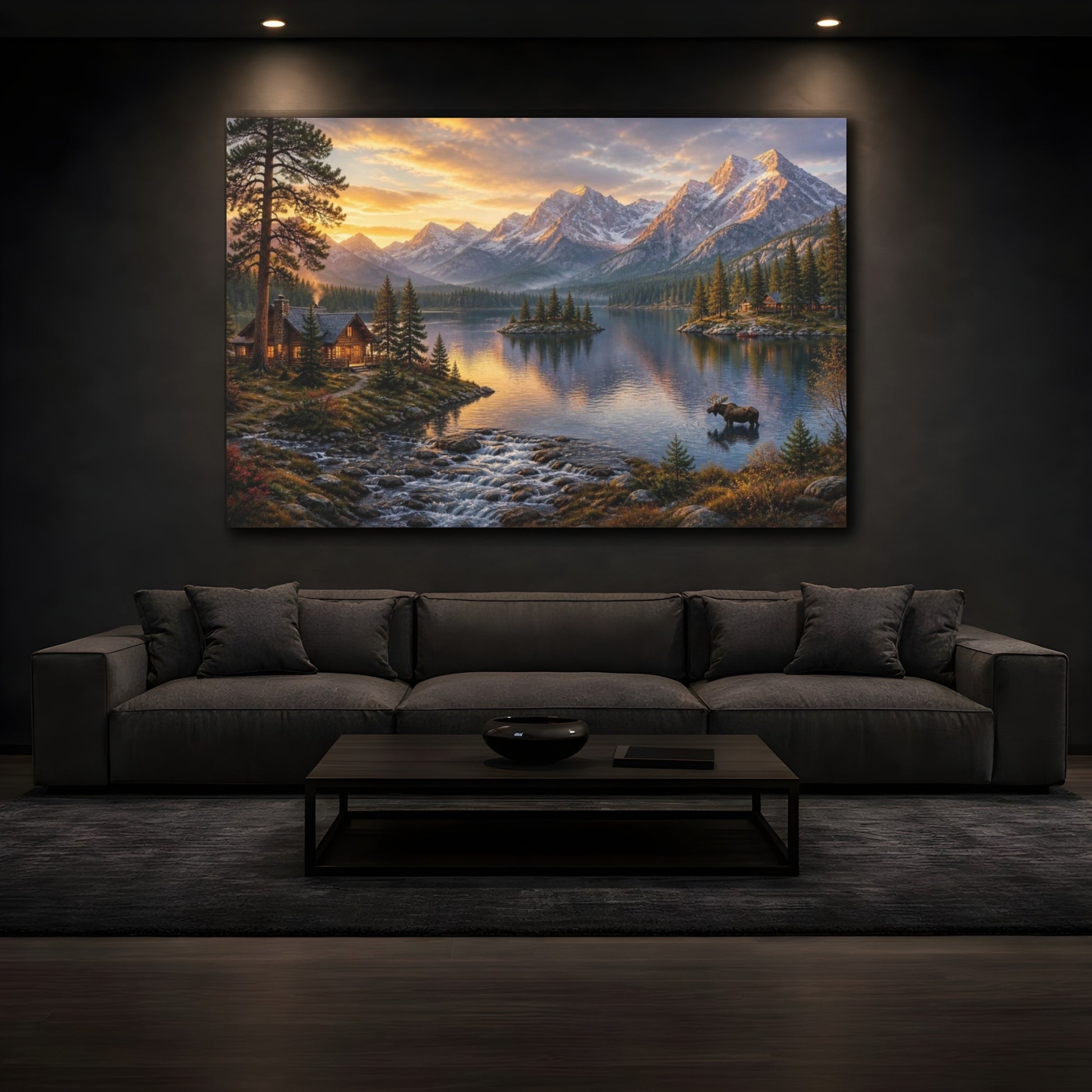 Mockup 3. Alpine Lake Landscape shown as canvas print