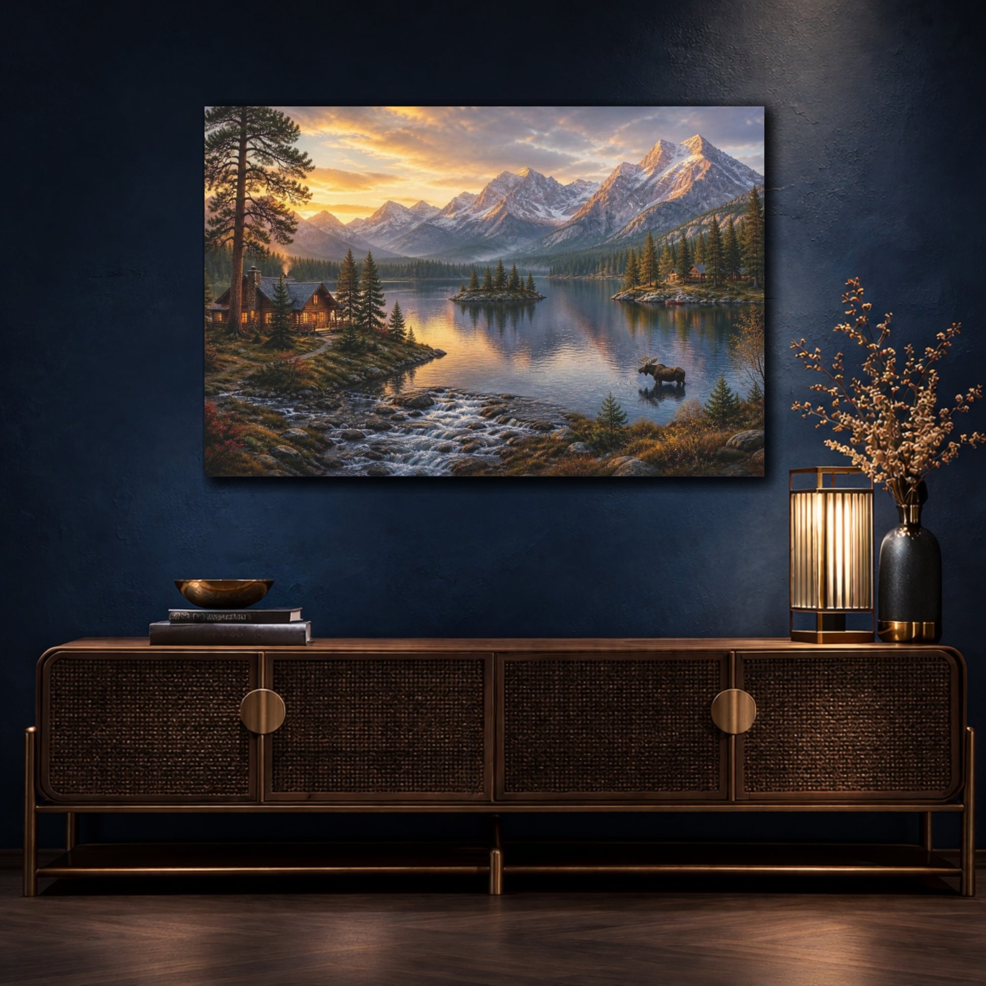 Mockup 4. Alpine Lake Landscape shown as canvas print