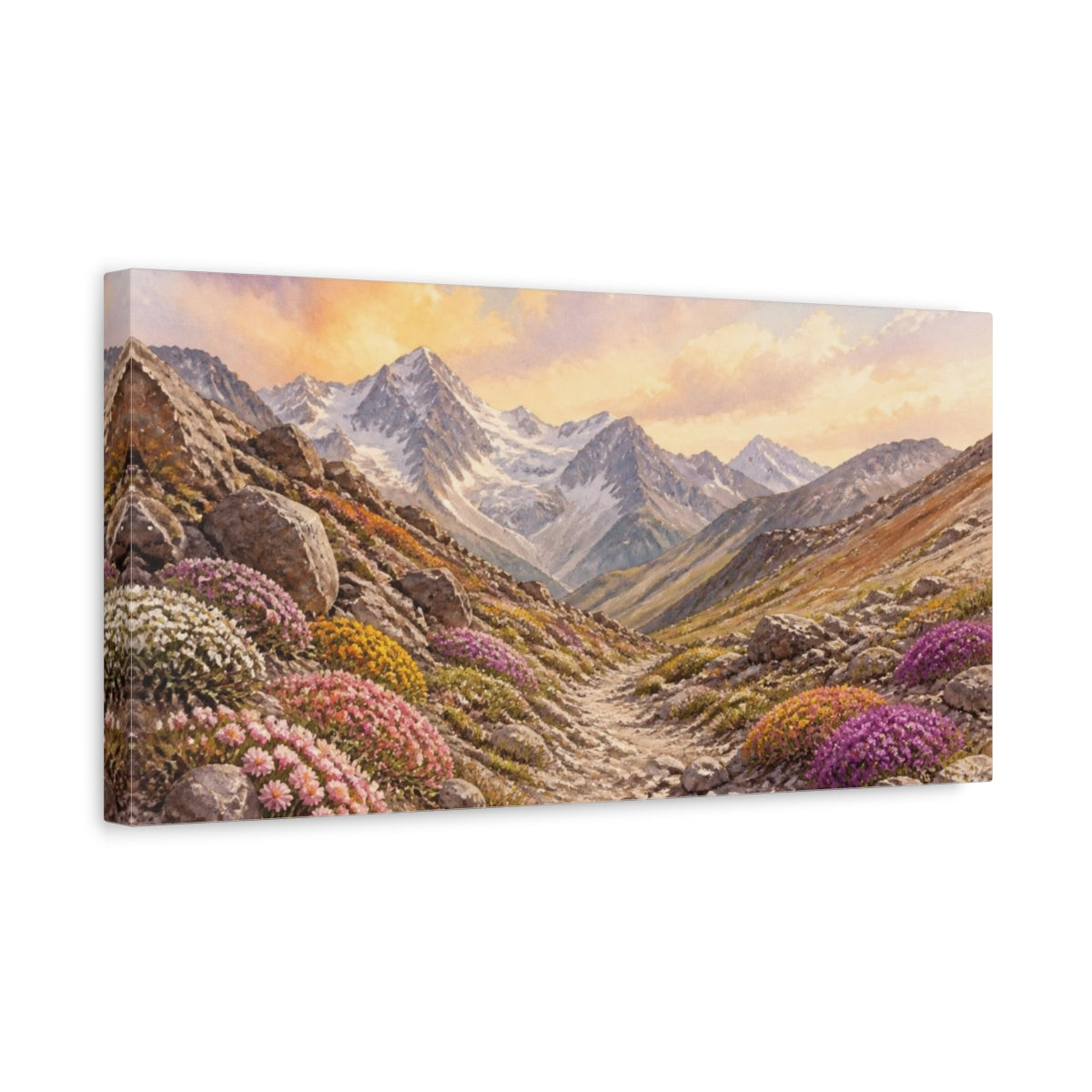 Side Mockup 3. Alpine Wildflower Path shown as canvas print