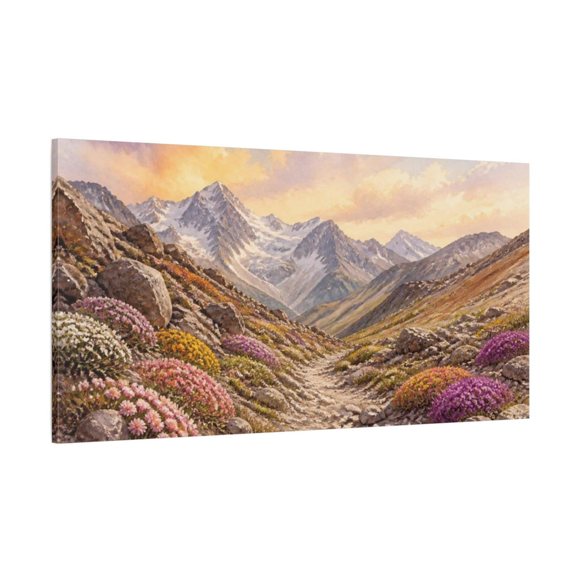 Side Mockup 2. Alpine Wildflower Path shown as canvas print