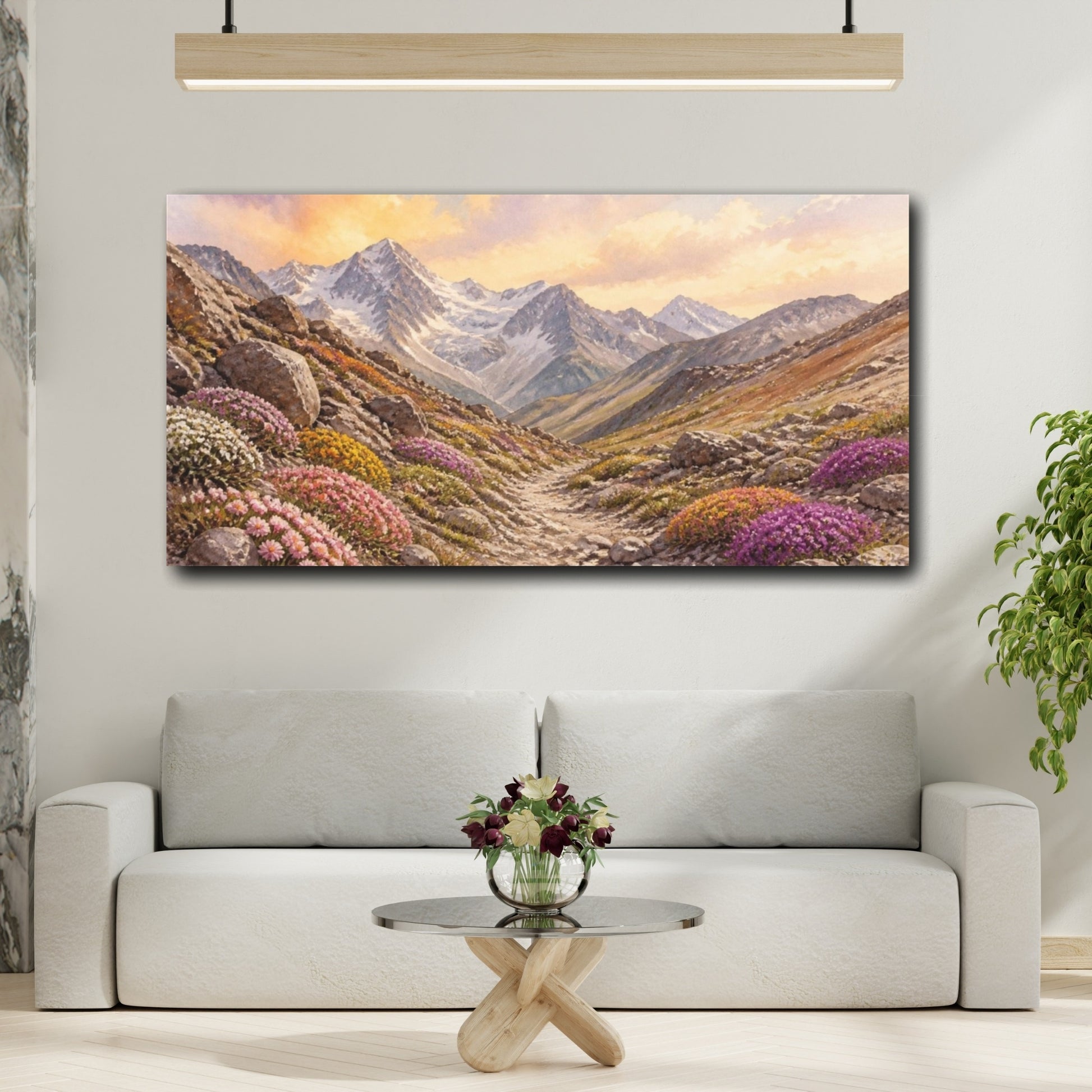 Mockup 2. Alpine Wildflower Path shown as canvas print