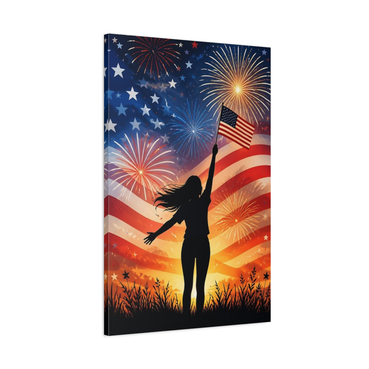 Main Mockup. American Flag Celebration shown as canvas print
