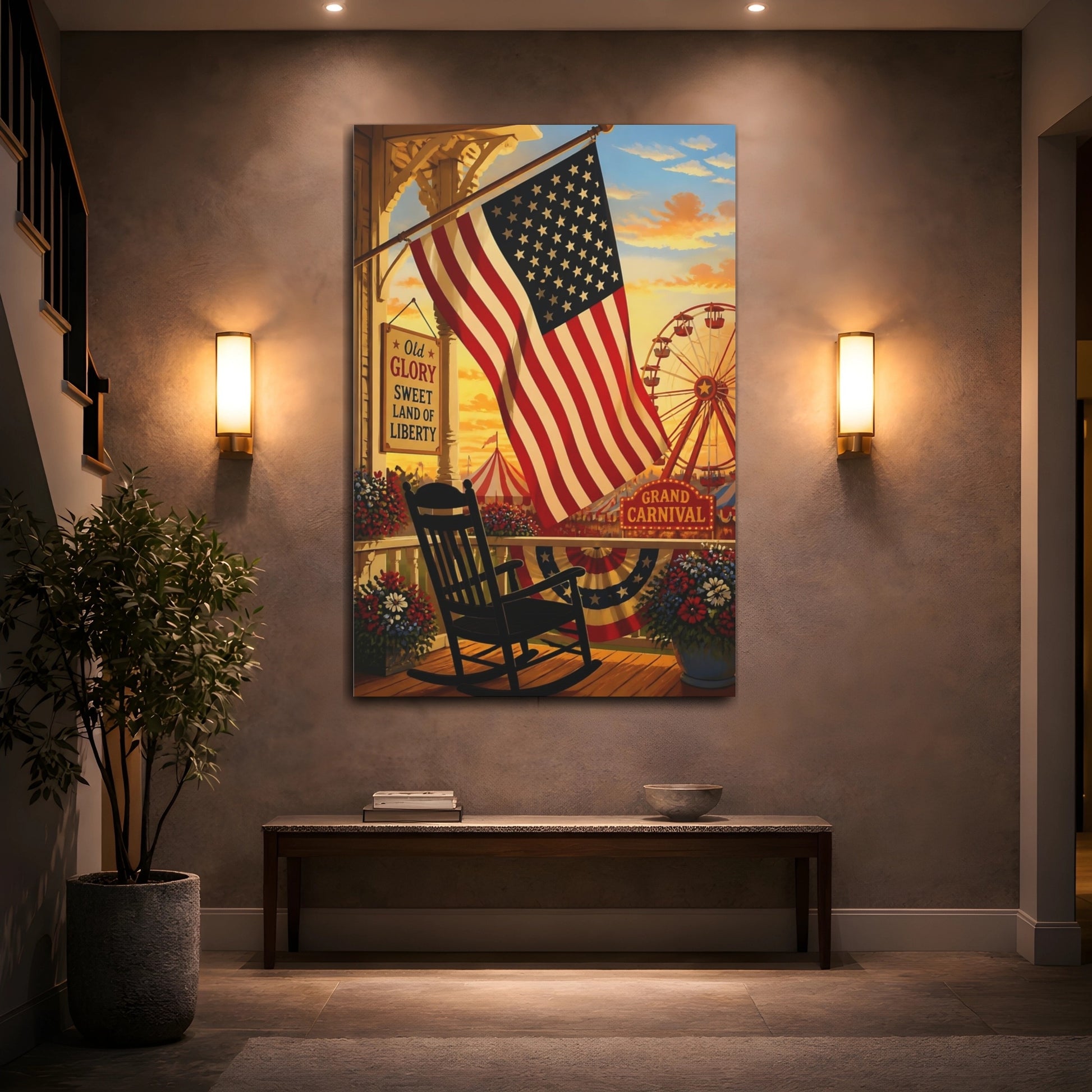 Mockup 2. American Flag On Porch shown as canvas print