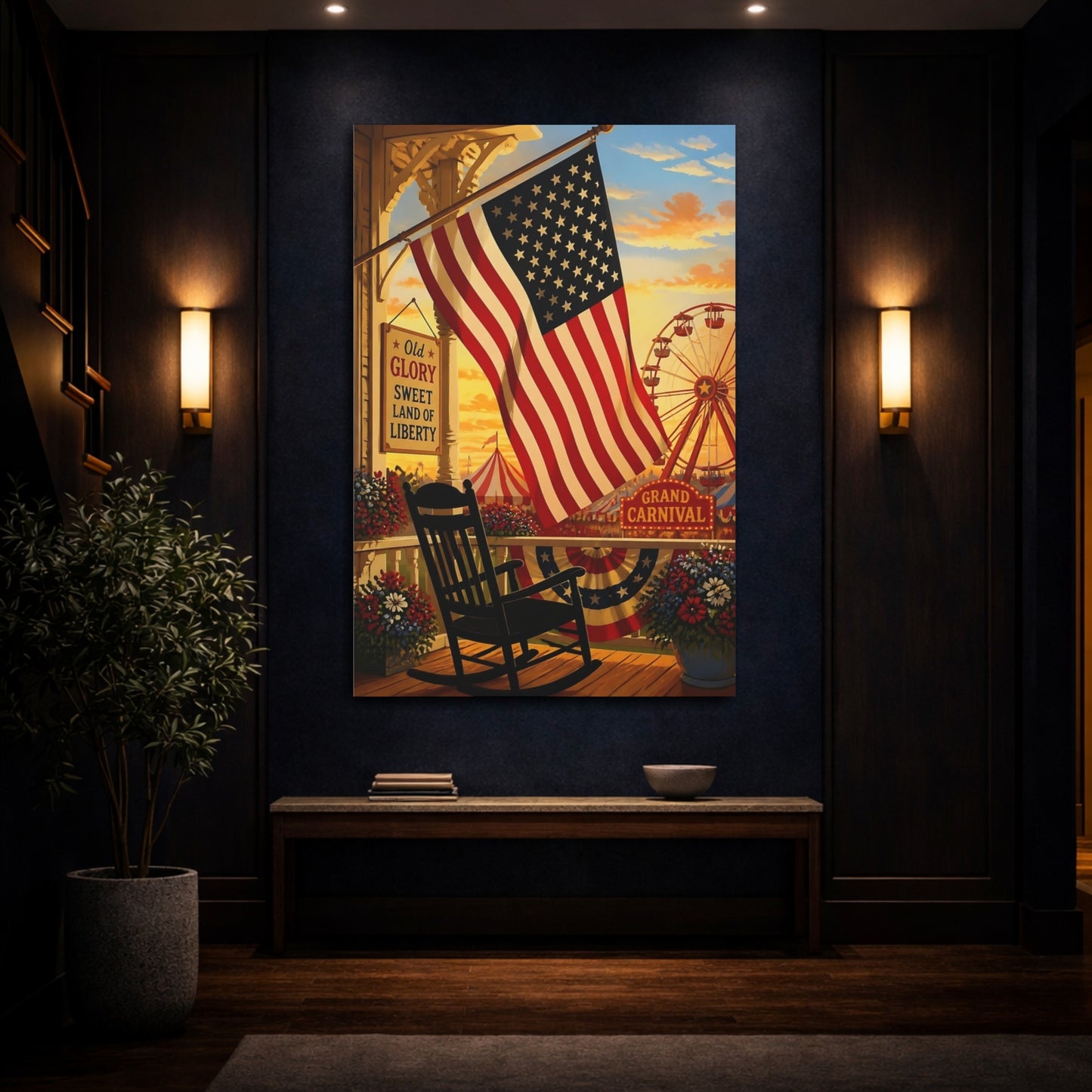 Mockup 4. American Flag On Porch shown as canvas print