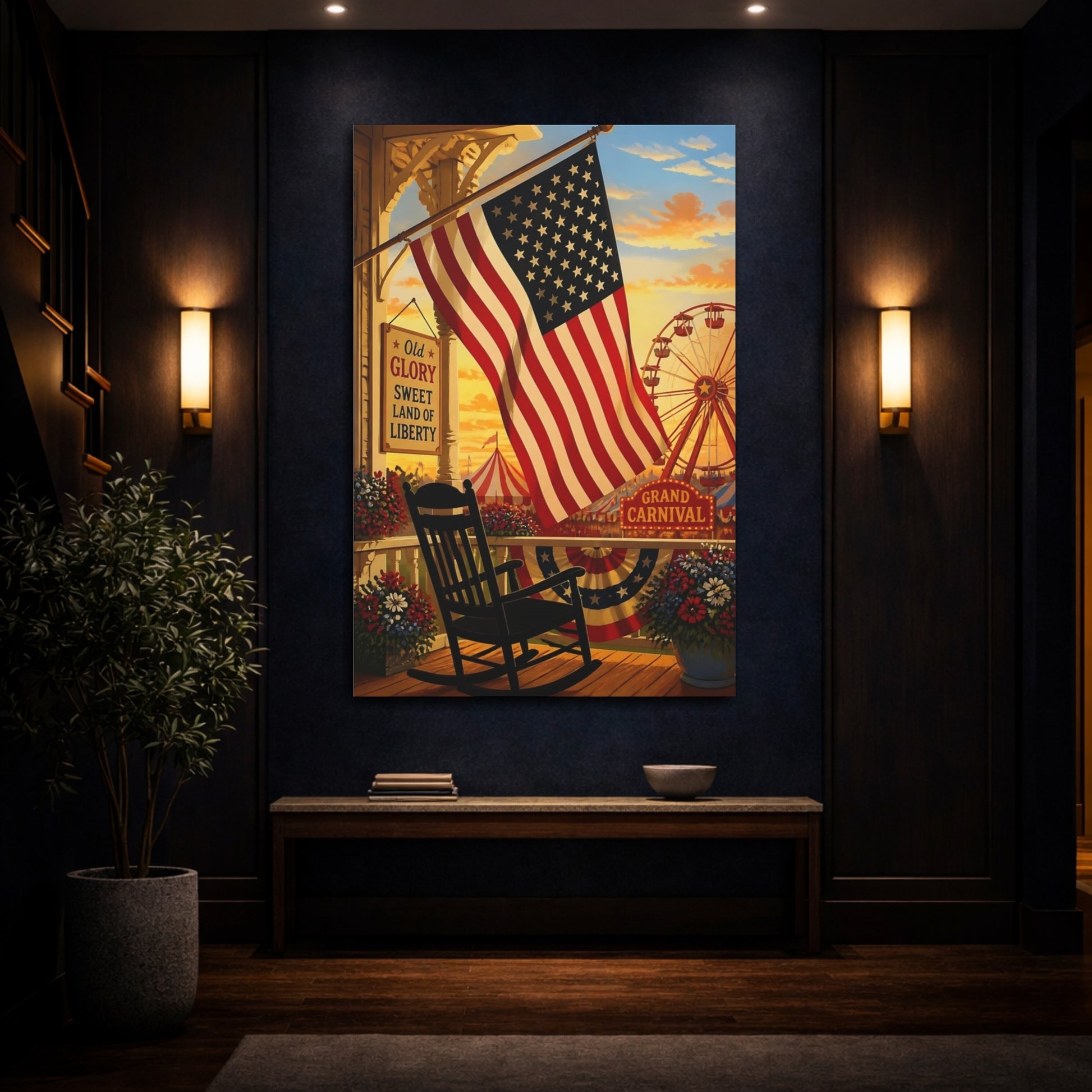 Mockup 4. American Flag On Porch shown as canvas print