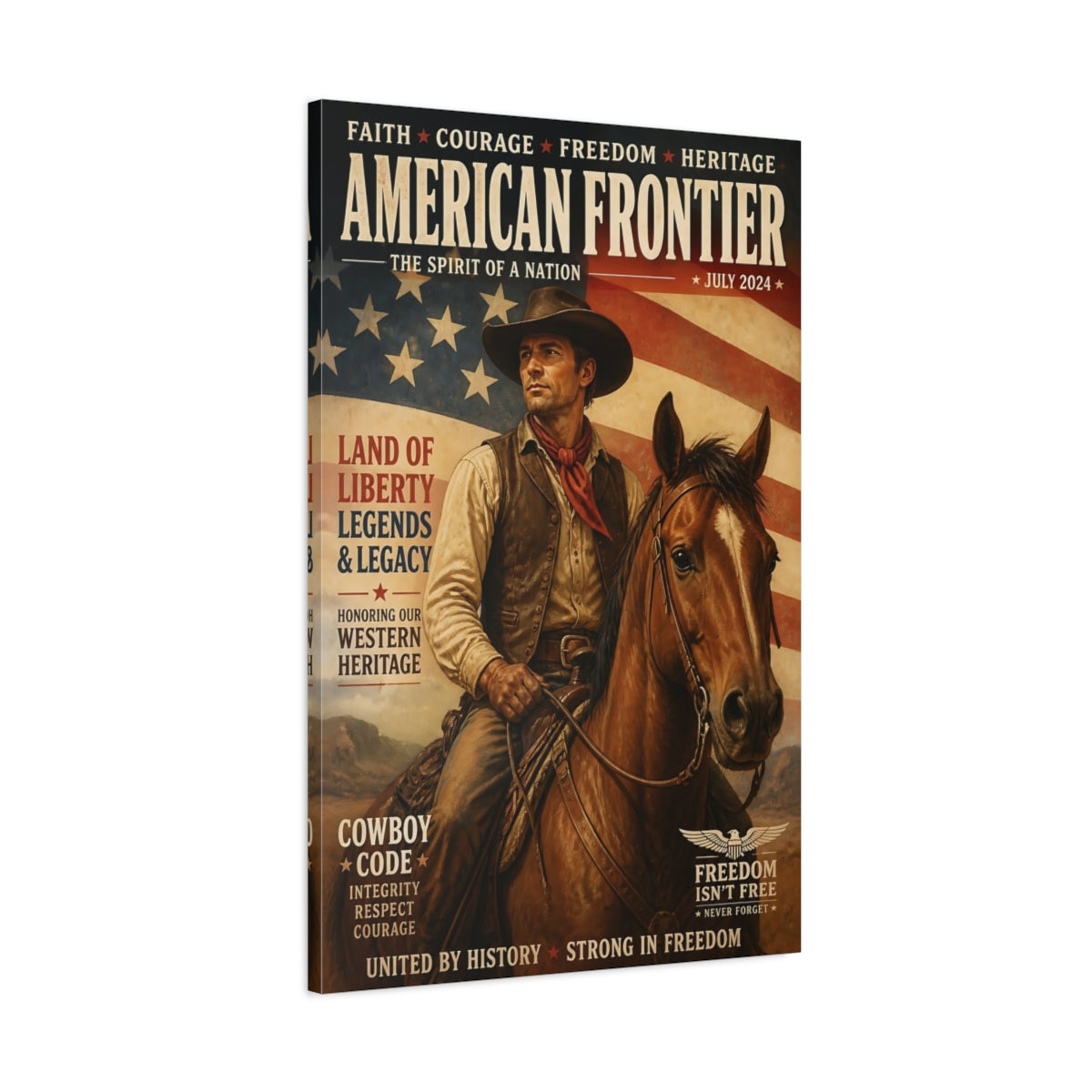 Main Mockup. American Frontier Cowboy shown as canvas print