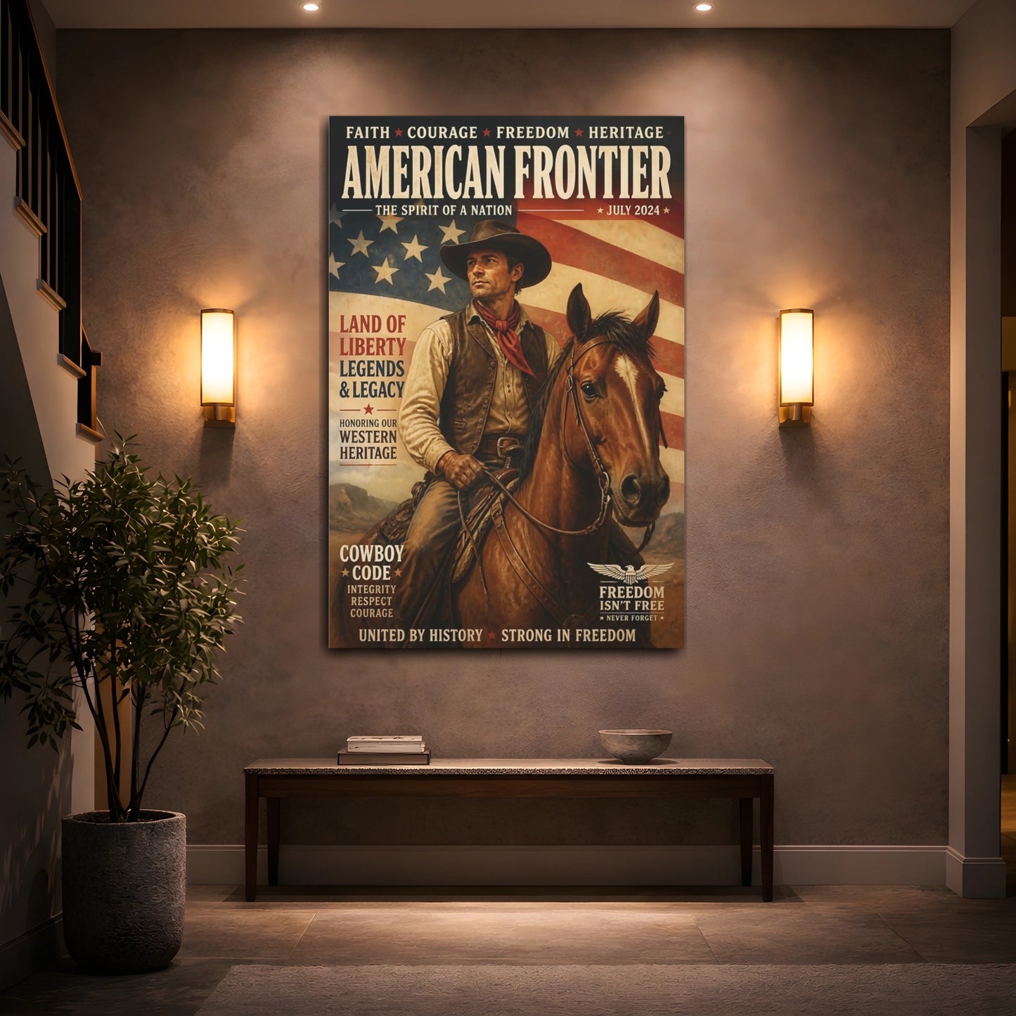 Mockup 2. American Frontier Cowboy shown as canvas print