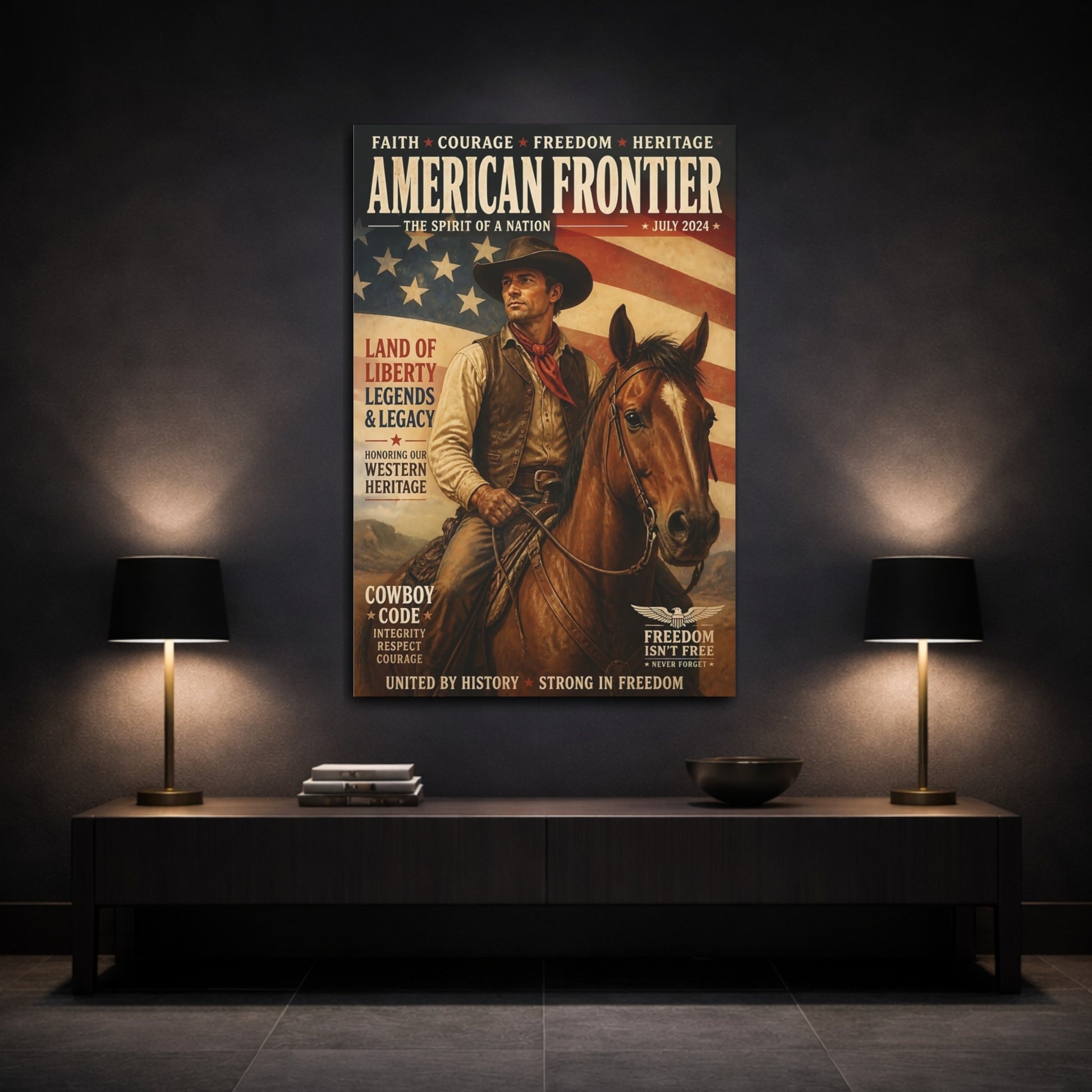 Mockup 3. American Frontier Cowboy shown as canvas print