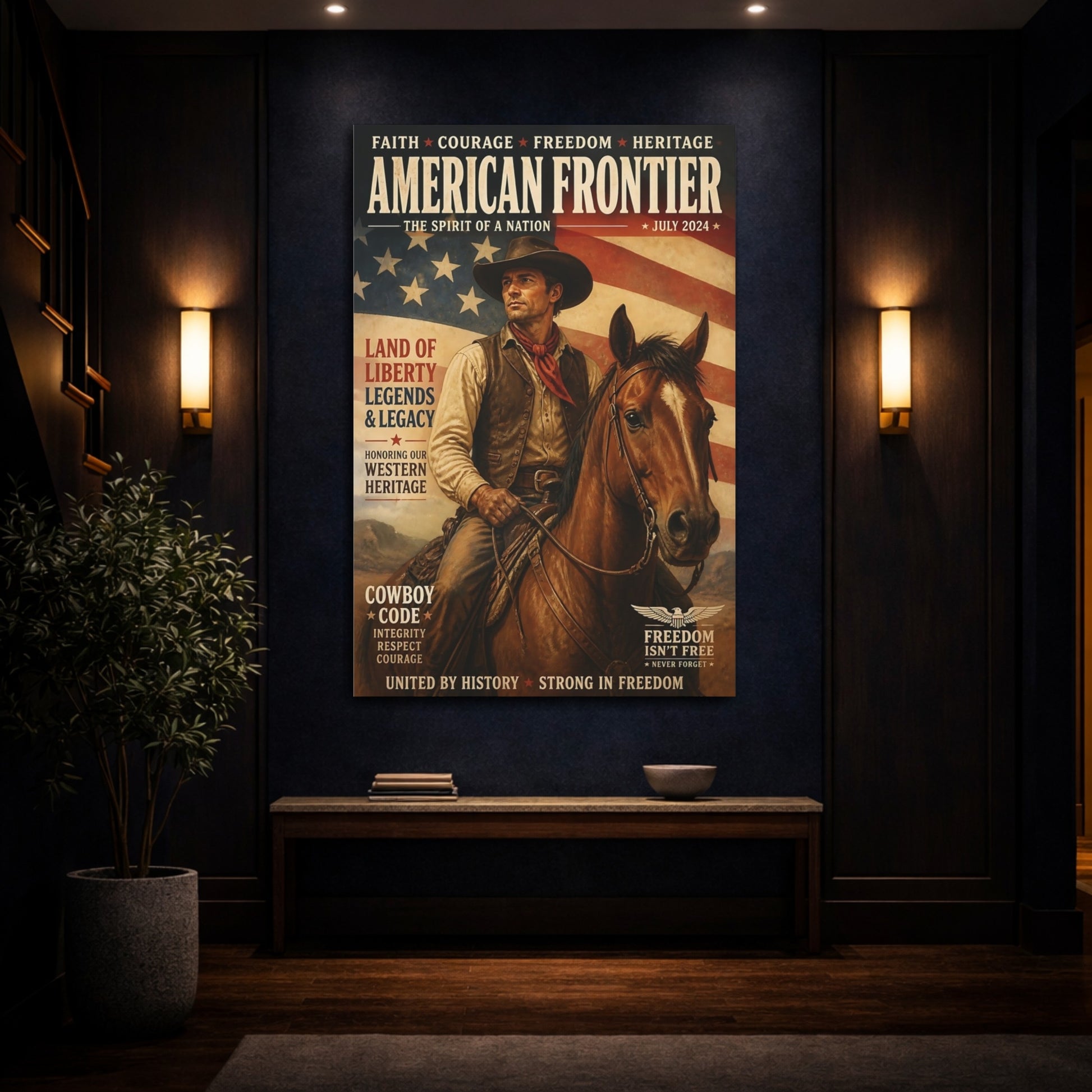 Mockup 4. American Frontier Cowboy shown as canvas print