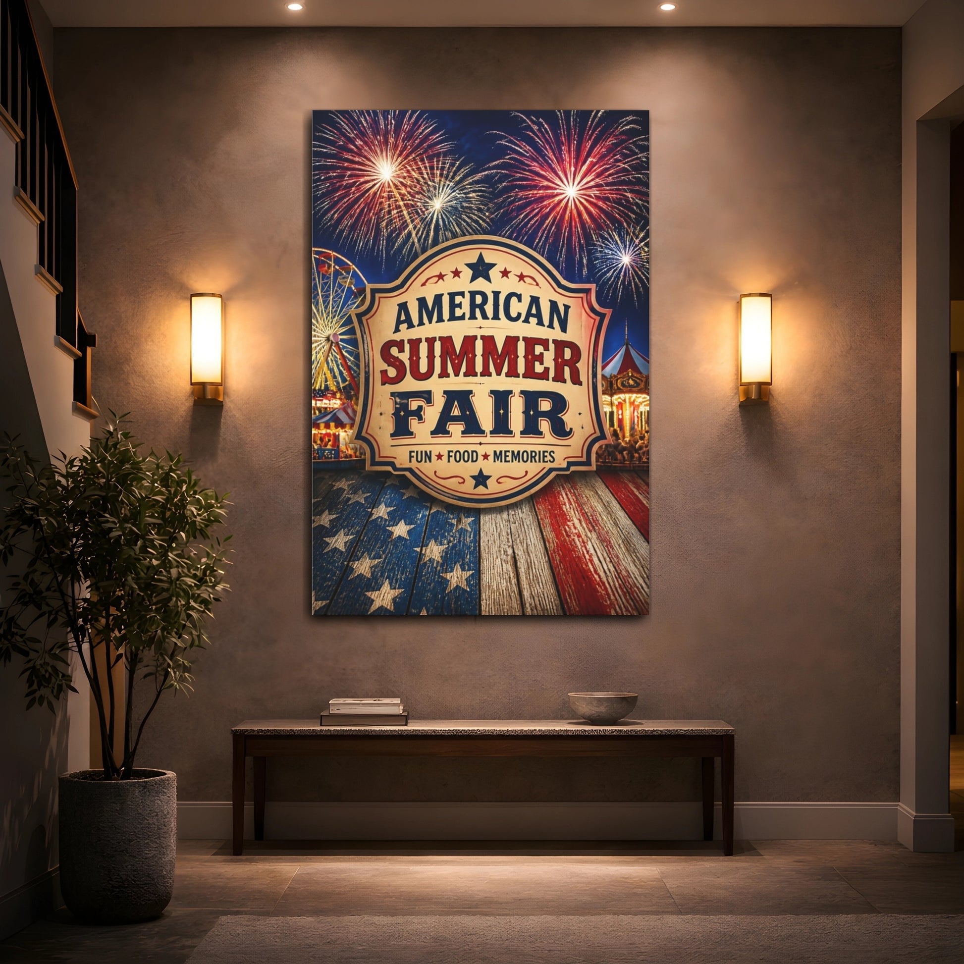 Mockup 2. American Summer Fair Sign shown as canvas print