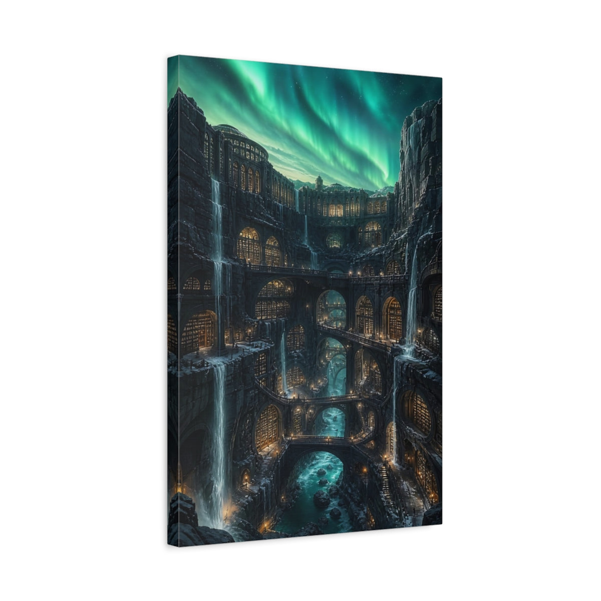 Side Mockup 3. Ancient Cliffside Library shown as canvas print