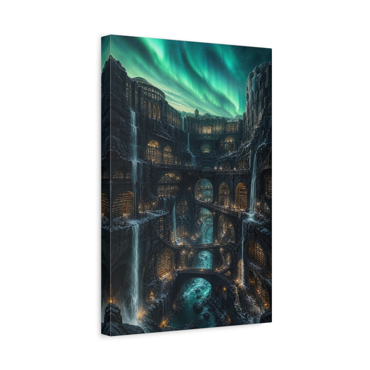 Side Mockup 4. Ancient Cliffside Library shown as canvas print