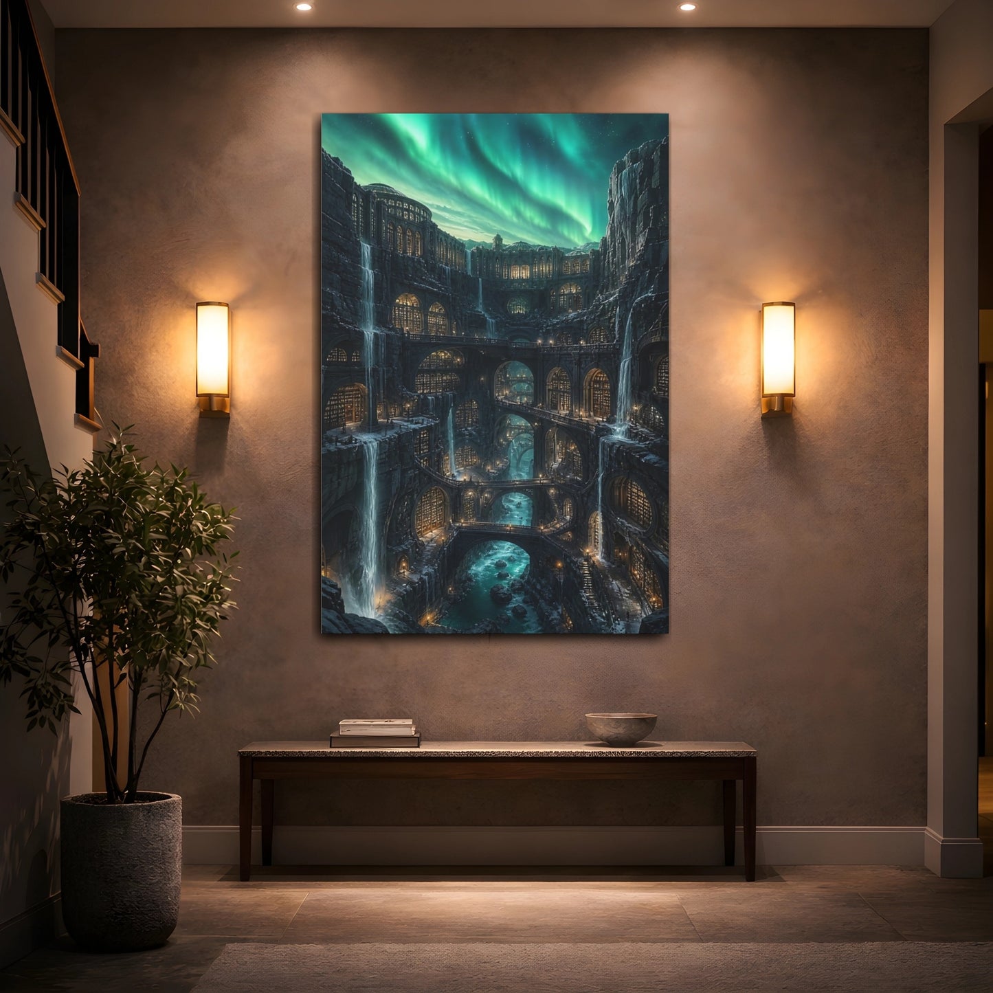 Mockup 2. Ancient Cliffside Library shown as canvas print