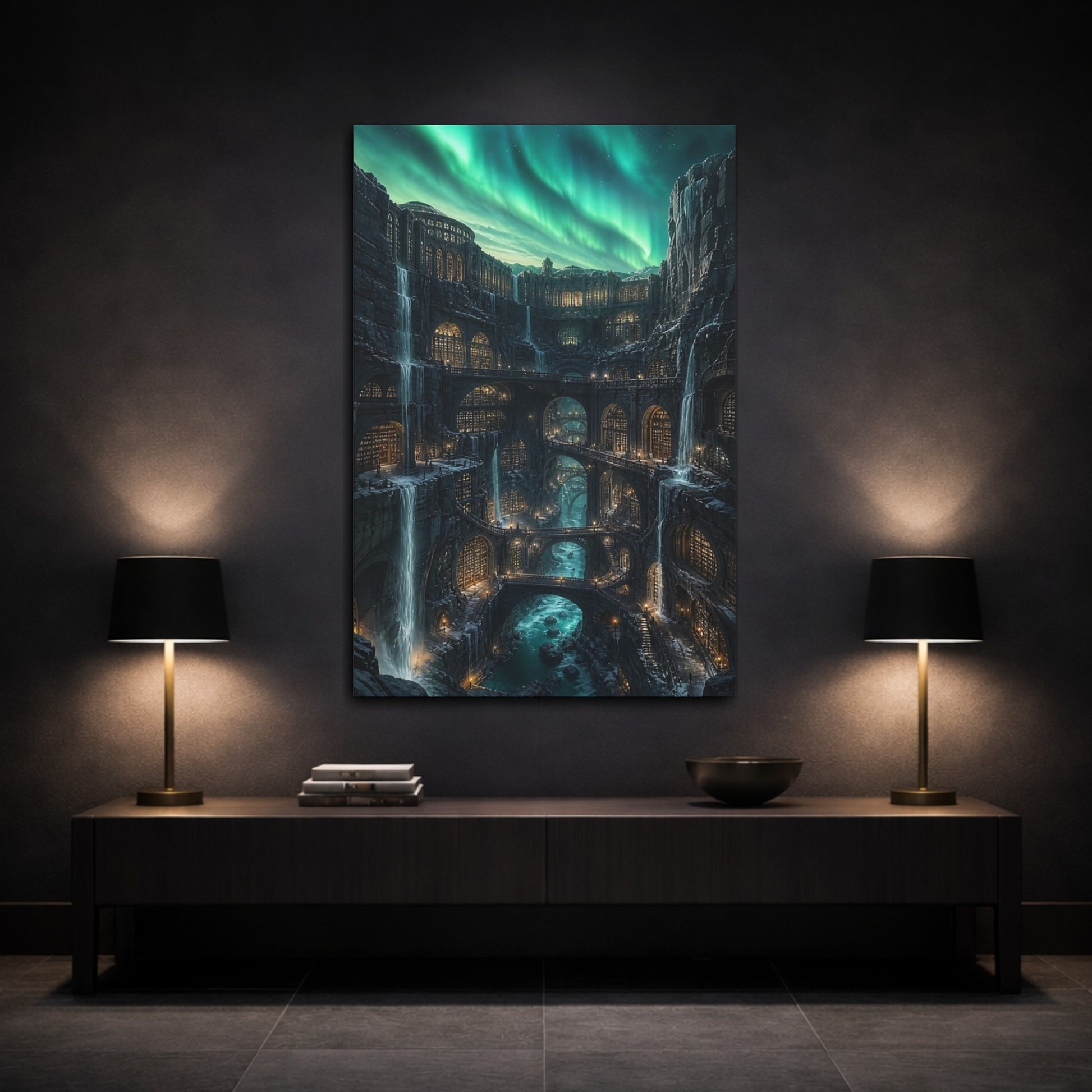 Mockup 3. Ancient Cliffside Library shown as canvas print