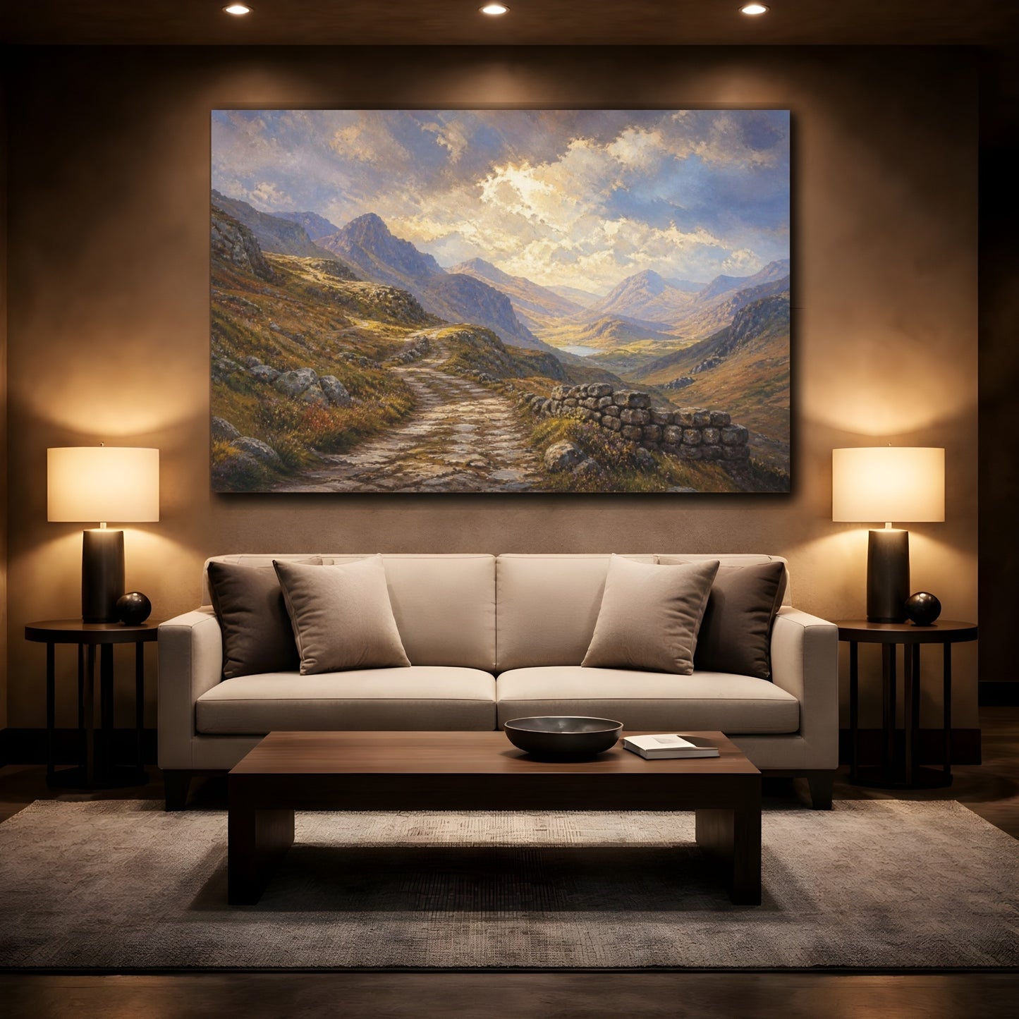 Mockup 2. Ancient Mountain Road shown as canvas print