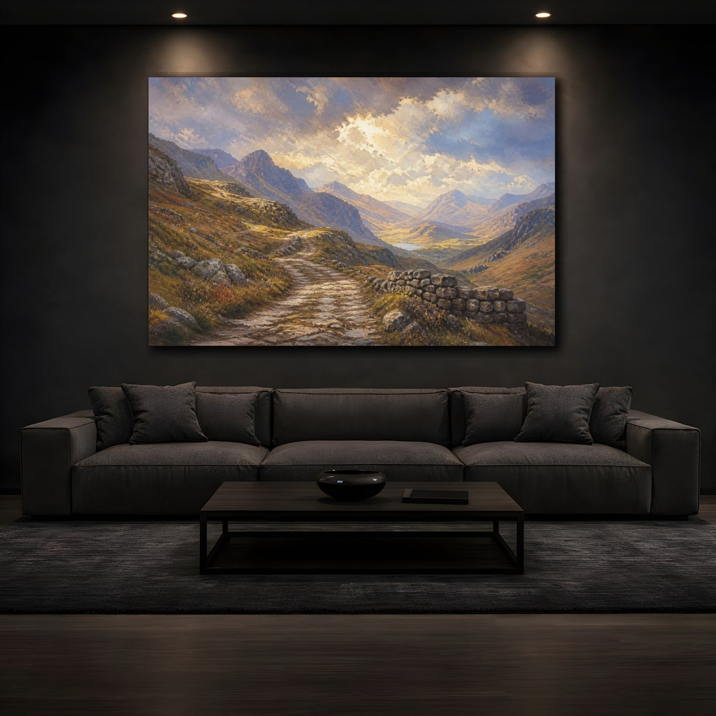 Mockup 3. Ancient Mountain Road shown as canvas print