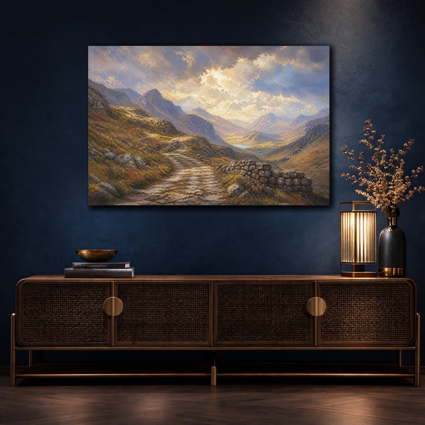 Mockup 4. Ancient Mountain Road shown as canvas print
