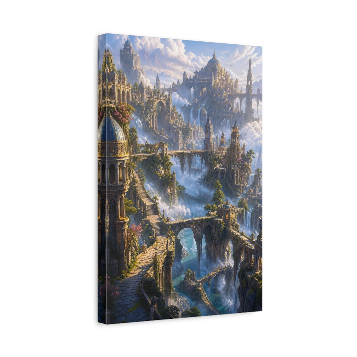 Side Mockup 4. Ancient Sky City shown as canvas print
