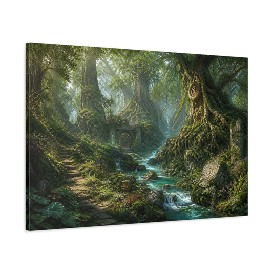 Main Mockup. Ancient Tree Ruins shown as canvas print