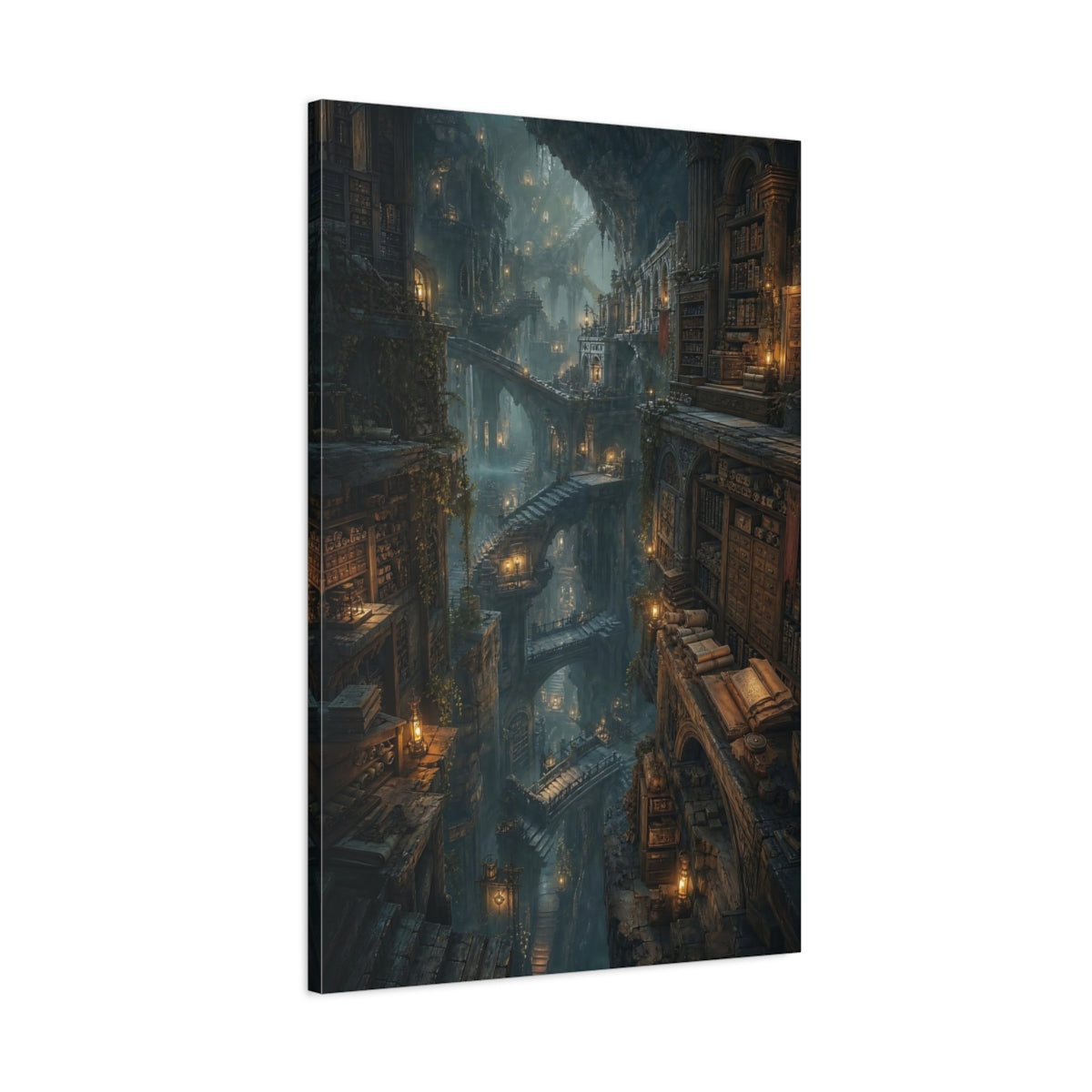 Main Mockup. Ancient Underground Library shown as canvas print