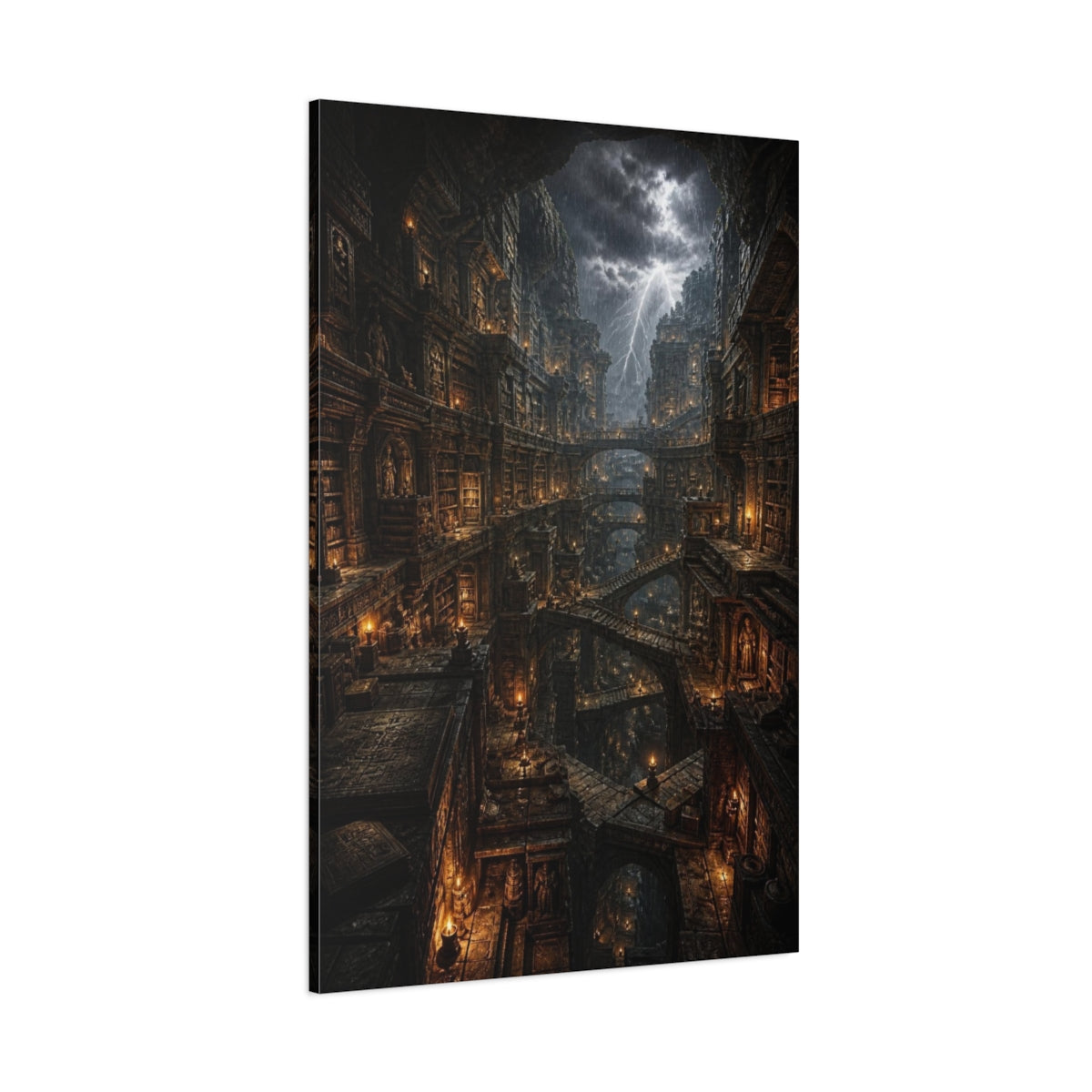 Side Mockup 1. Ancient Underground Library shown as canvas print