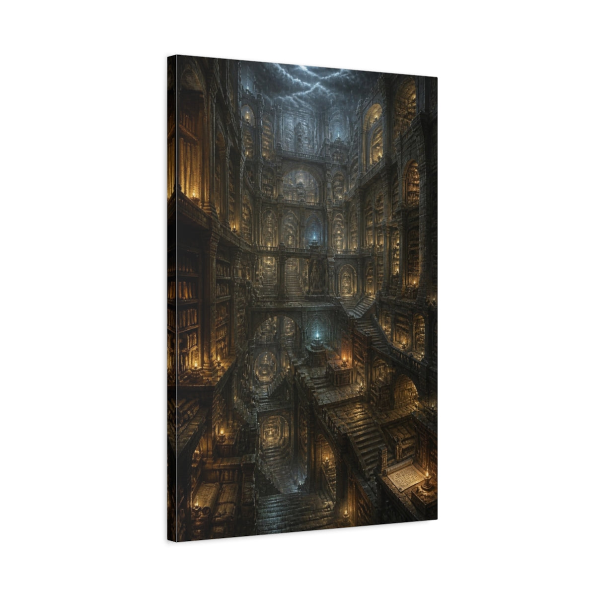 Side Mockup 2. Ancient Underground Library shown as canvas print