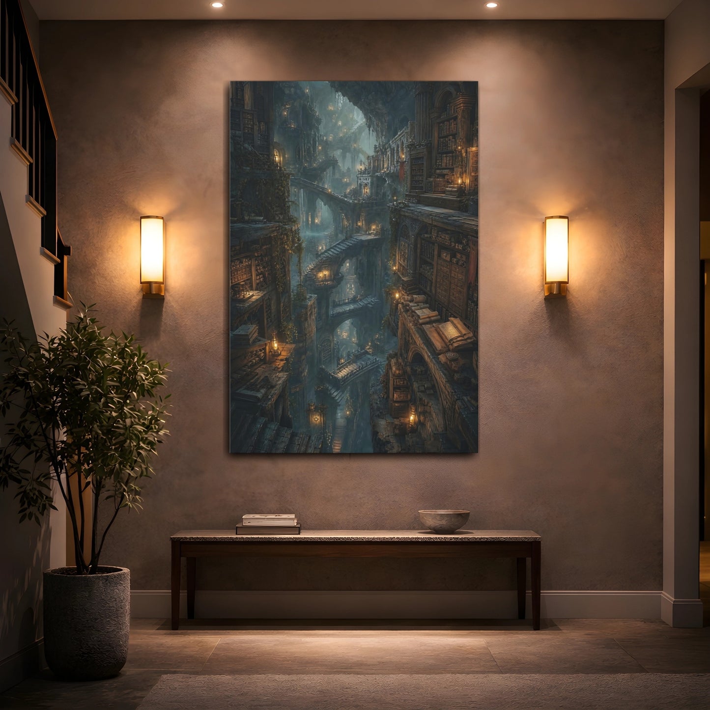 Mockup 2. Ancient Underground Library shown as canvas print