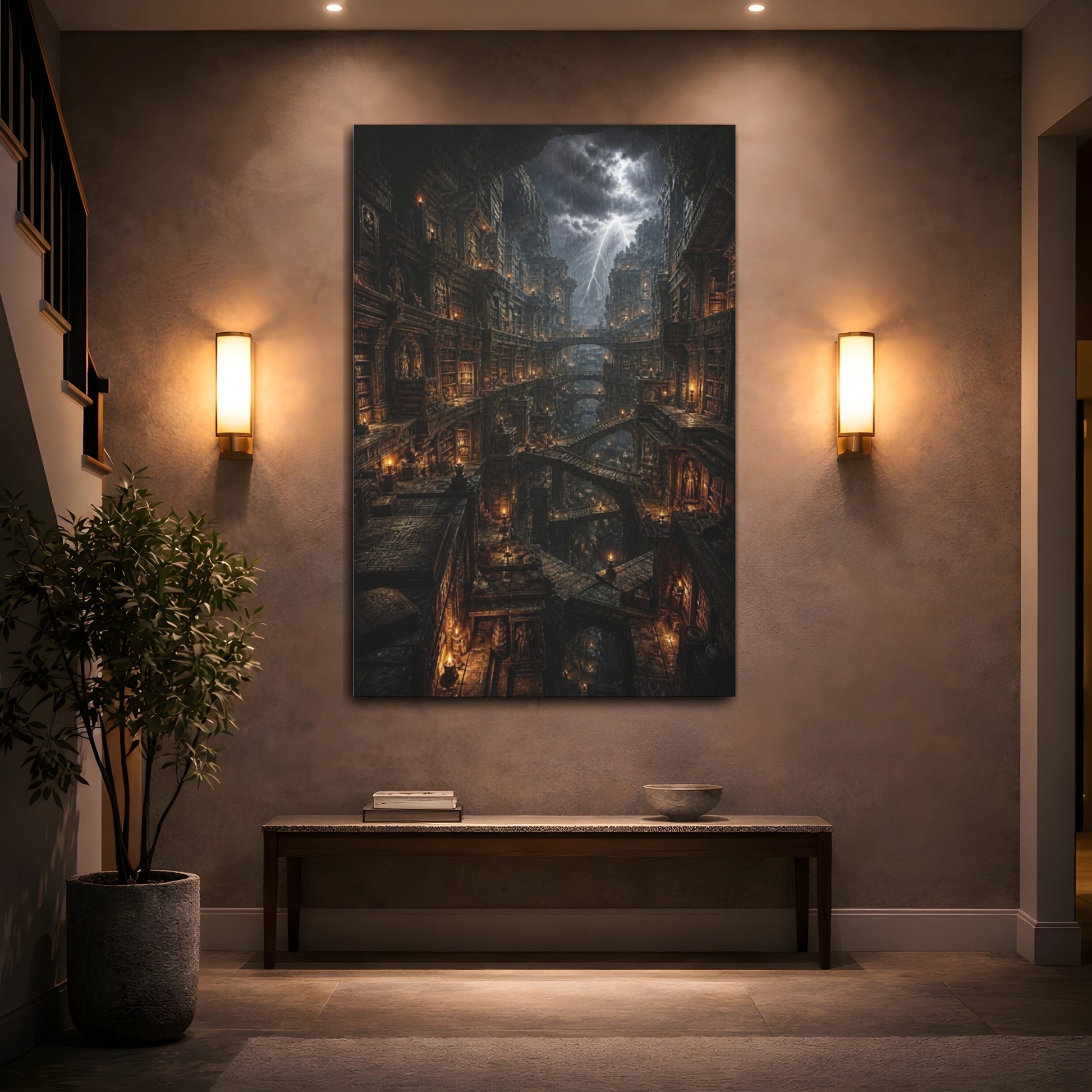 Mockup 2. Ancient Underground Library shown as canvas print