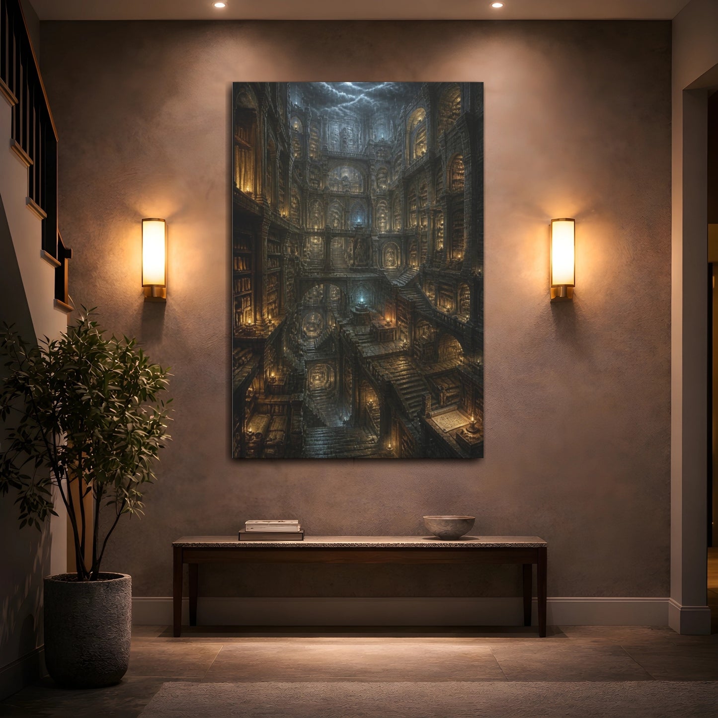 Mockup 2. Ancient Underground Library shown as canvas print