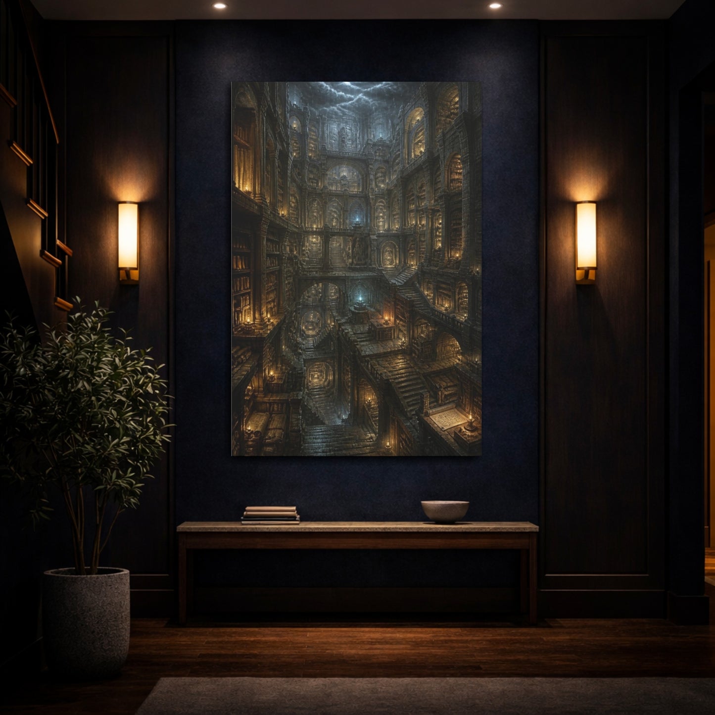 Mockup 4. Ancient Underground Library shown as canvas print