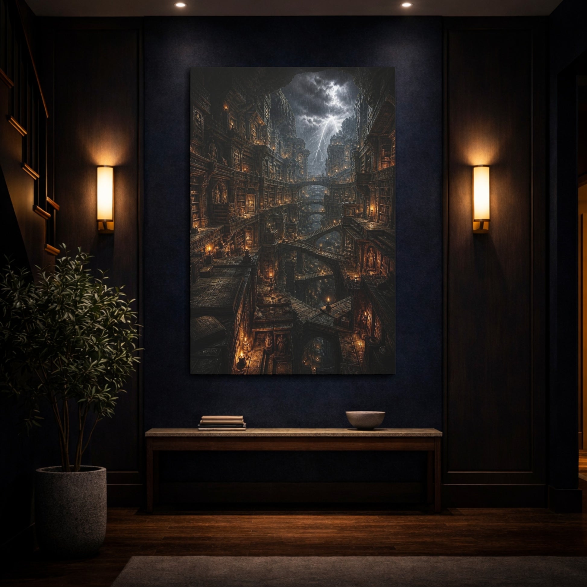 Mockup 4. Ancient Underground Library shown as canvas print
