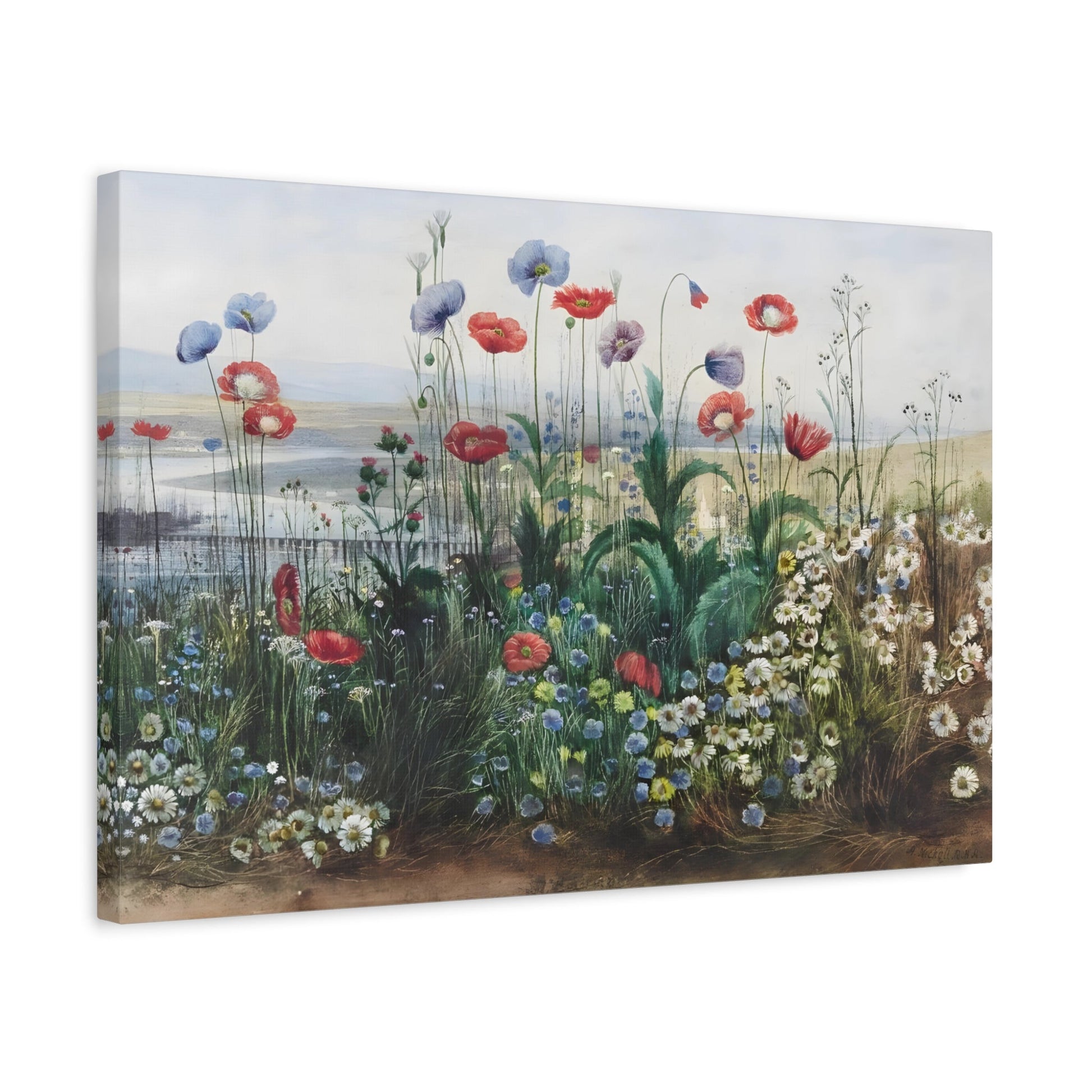 Andrew Nicholl Bank of Flowers River Landscape - Canvas Art Reproduction