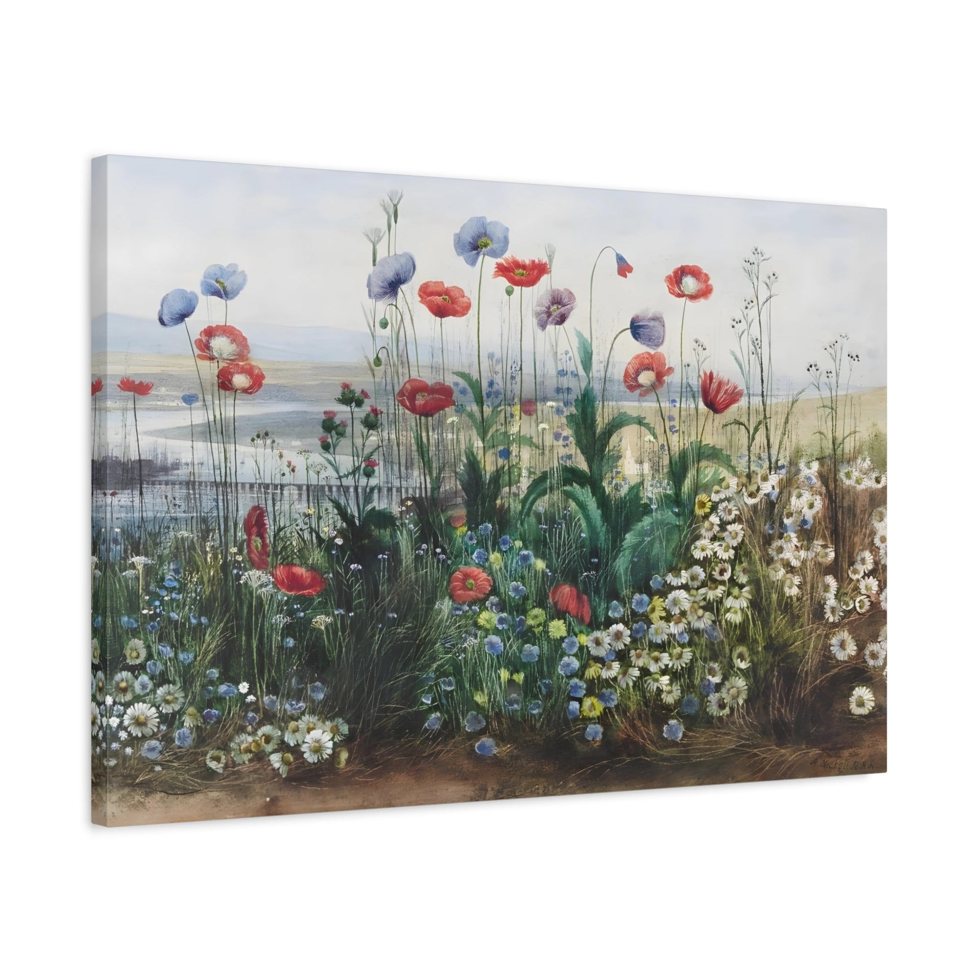 Andrew Nicholl Bank of Flowers River Landscape - Canvas Art Reproduction