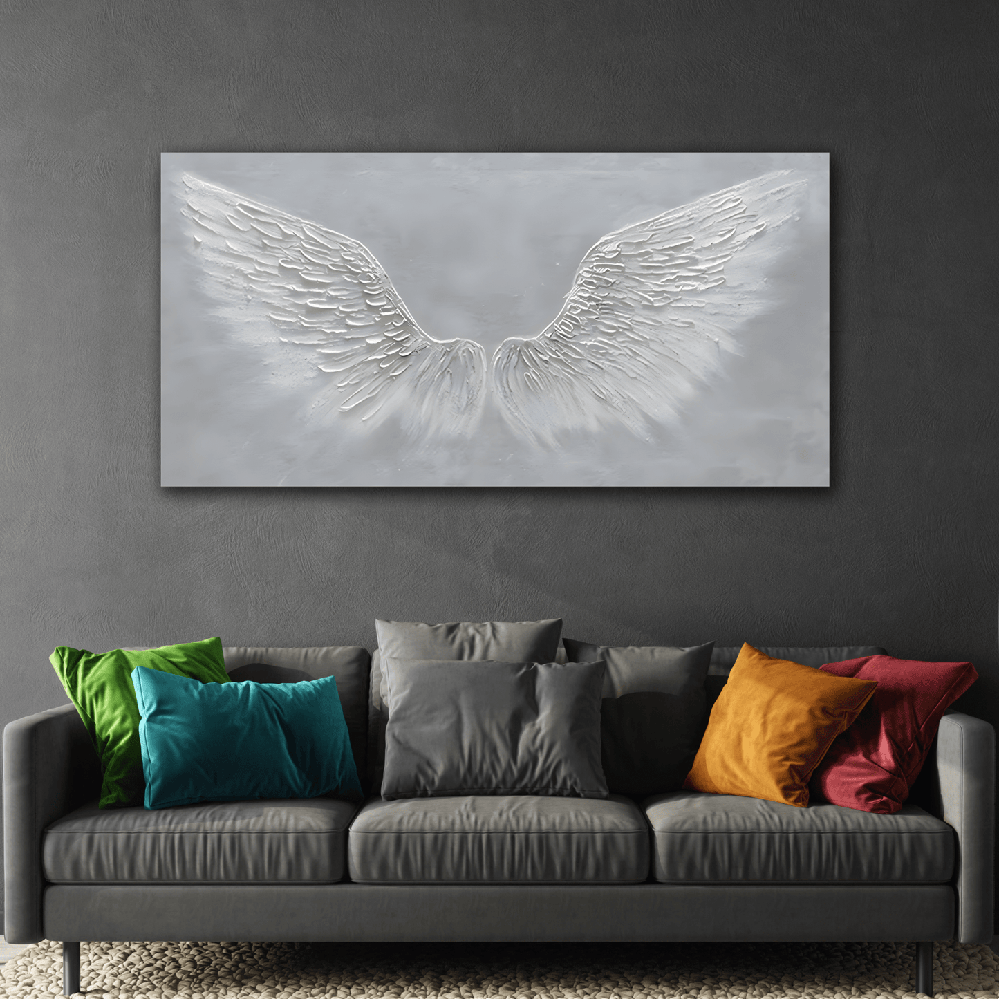 Angel Feather Wings Canvas Wall Art - Large Abstract Modern Minimalist Artwork - YesArtYes