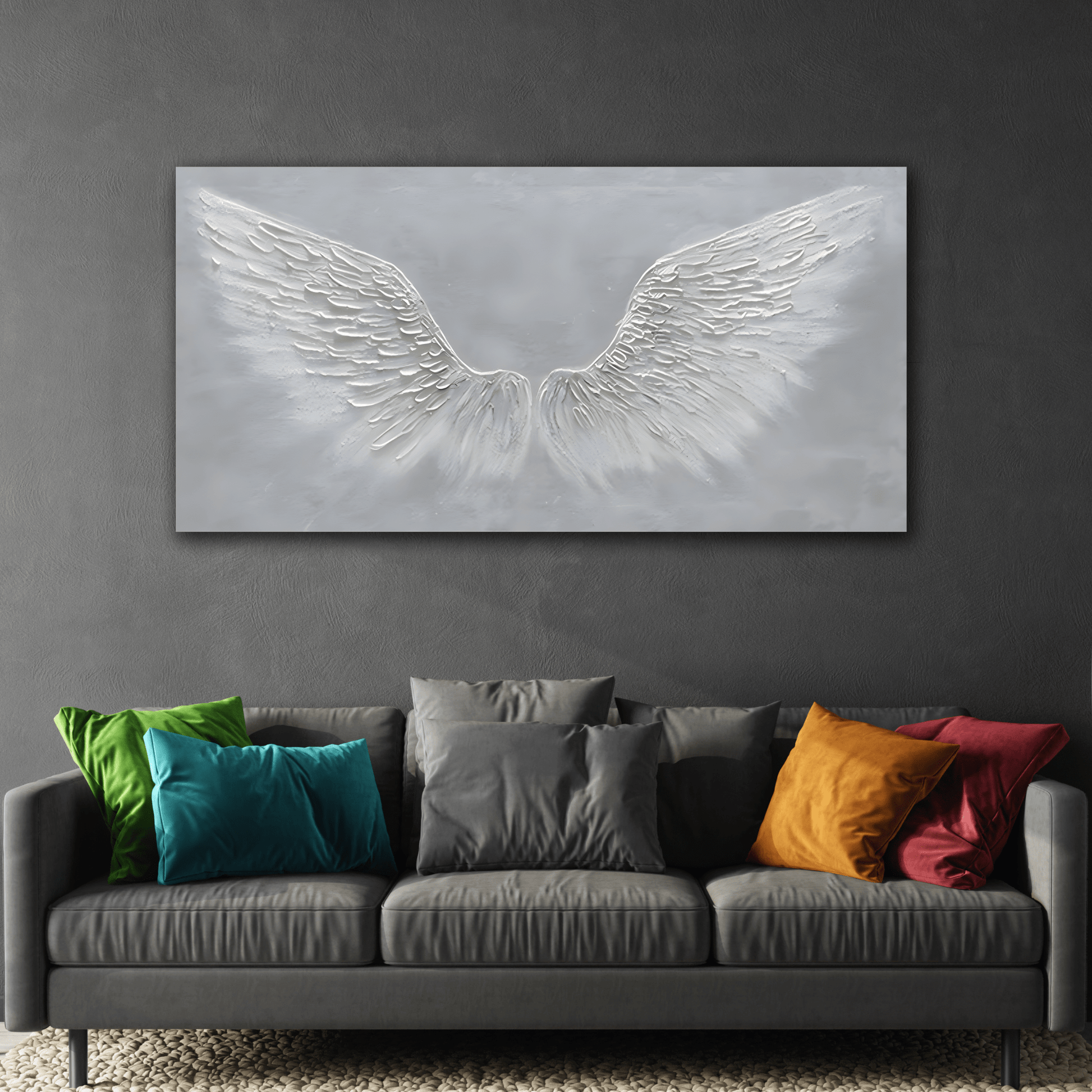 Angel Feather Wings Canvas Wall Art - Large Abstract Modern Minimalist Artwork - YesArtYes