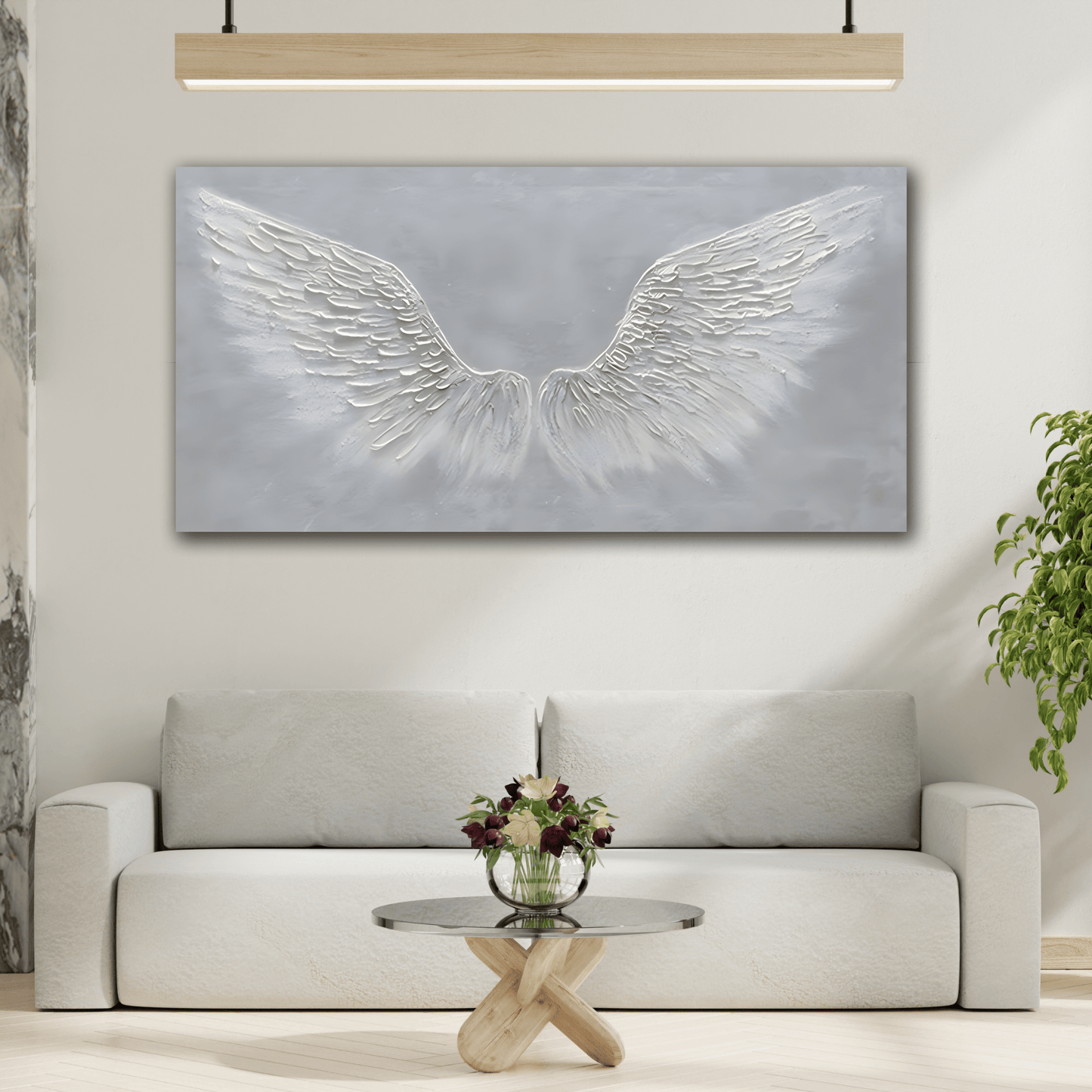 Angel Feather Wings Canvas Wall Art - Large Abstract Modern Minimalist Artwork - YesArtYes