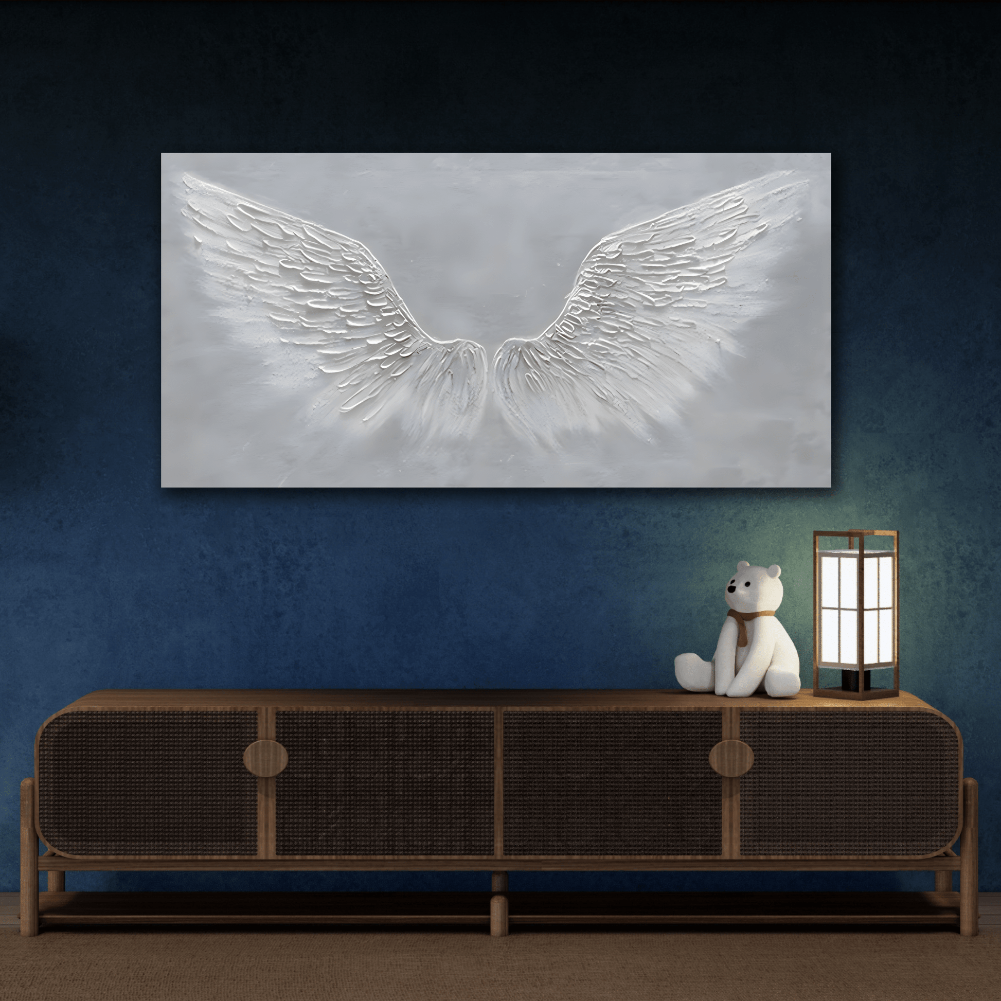 Angel Feather Wings Canvas Wall Art - Large Abstract Modern Minimalist Artwork - YesArtYes