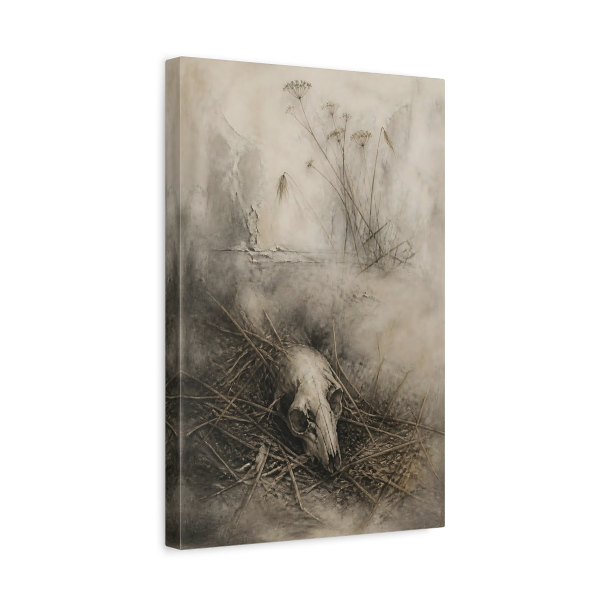 Side Mockup 4. Animal Skull Still Life shown as canvas print