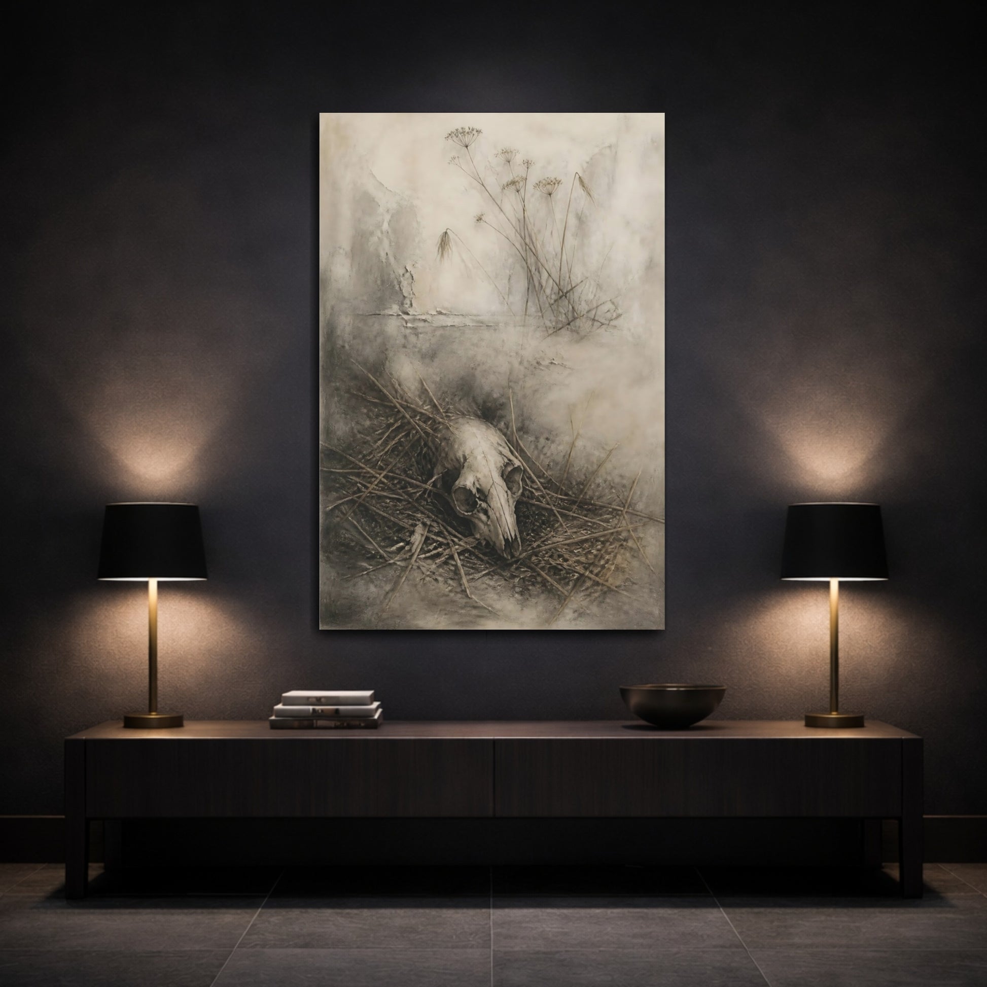 Mockup 3. Animal Skull Still Life shown as canvas print