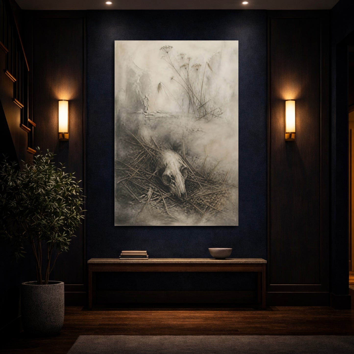 Mockup 4. Animal Skull Still Life shown as canvas print