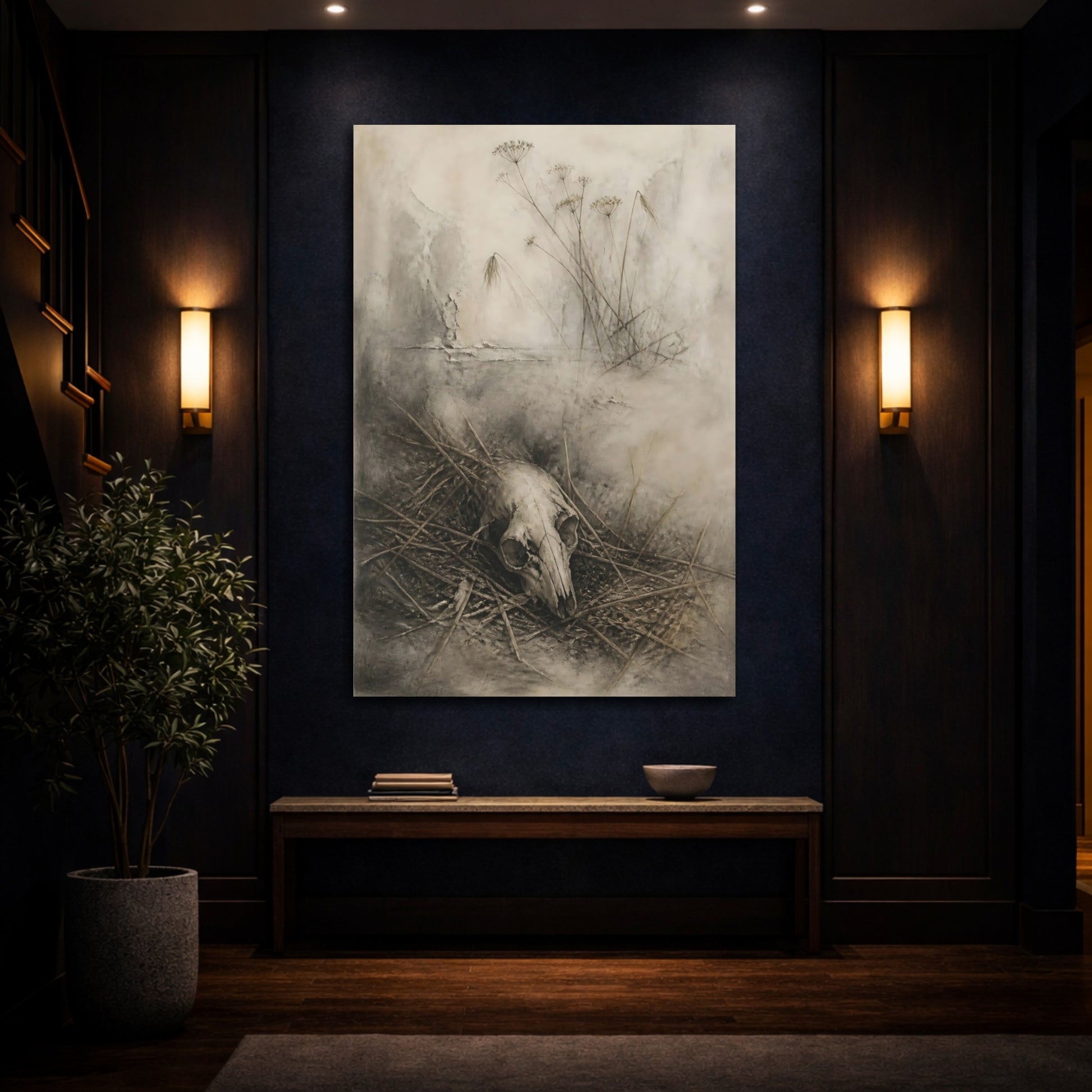 Mockup 4. Animal Skull Still Life shown as canvas print