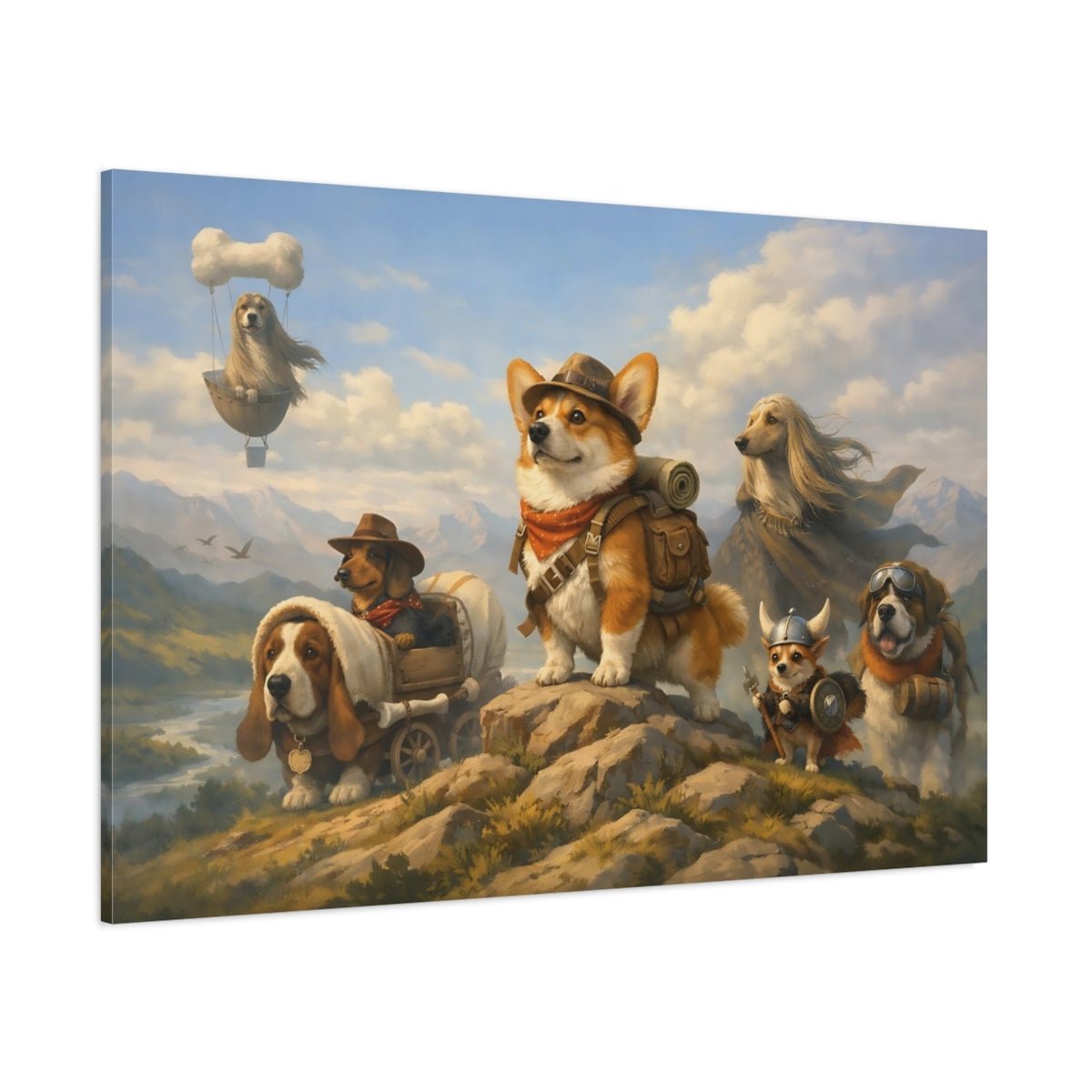 Animals Adventuring Dogs Adventure - Canvas Wall Art Print - YesArtYes