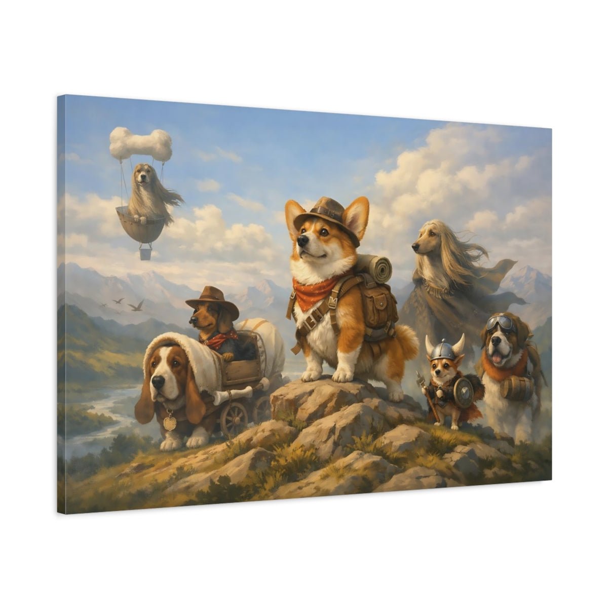 Animals Adventuring Dogs Adventure - Canvas Wall Art Print - YesArtYes