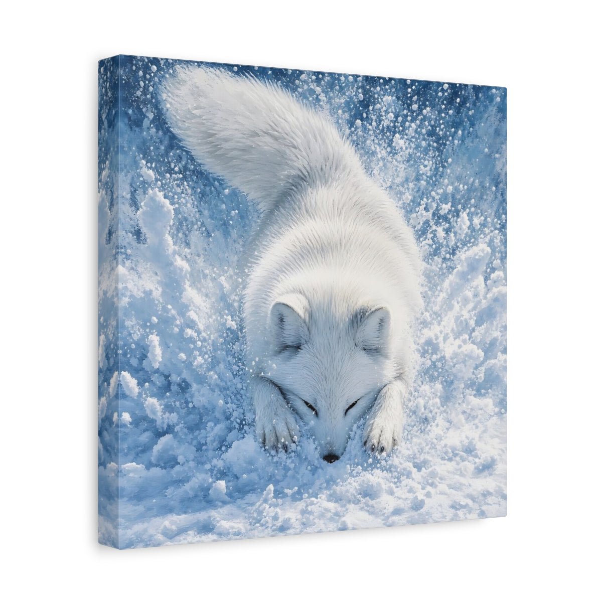 Animals Arctic Fox White Blue Canvas Print – Living Room, Above Couch, and - YesArtYes