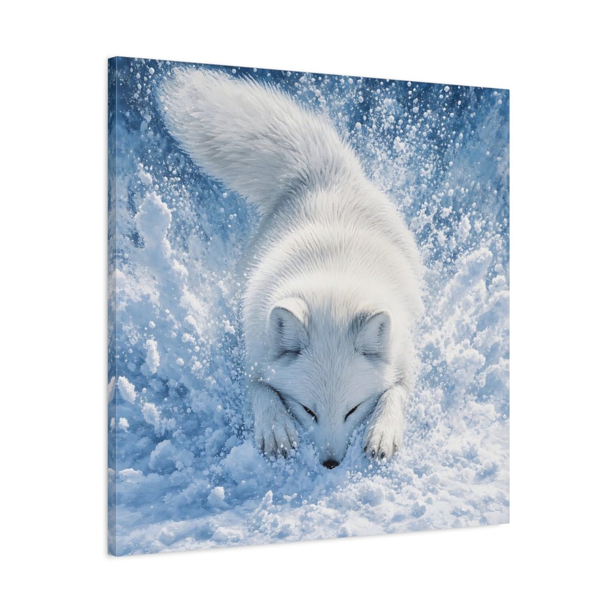 Animals Arctic Fox White Blue Canvas Print – Living Room, Above Couch, and - YesArtYes