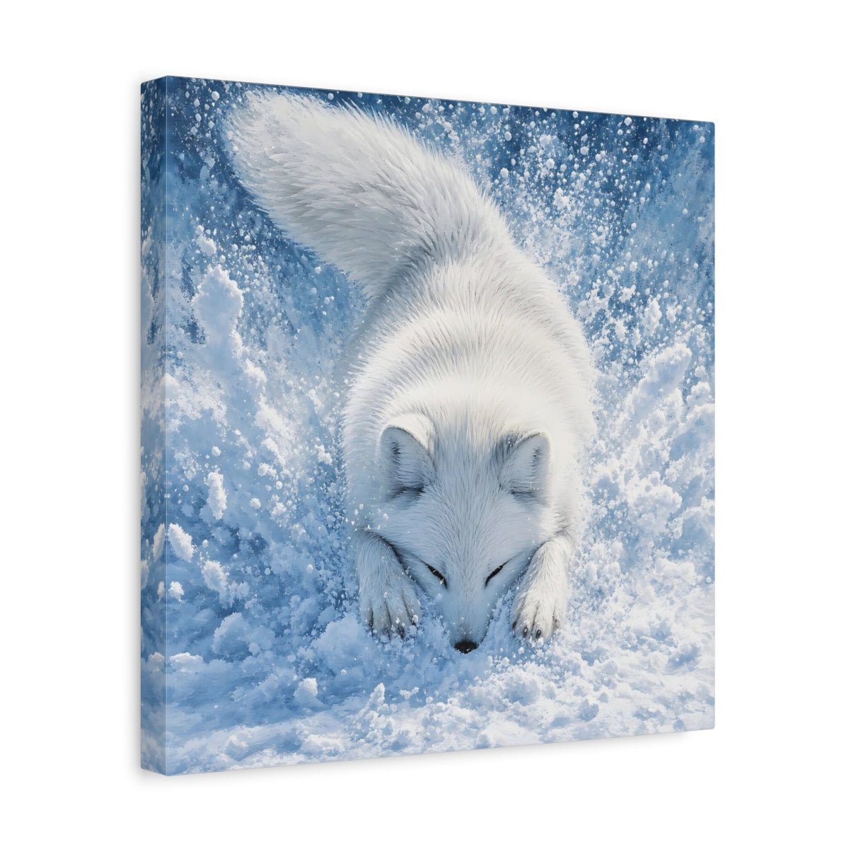 Animals Arctic Fox White Blue Canvas Print – Living Room, Above Couch, and - YesArtYes