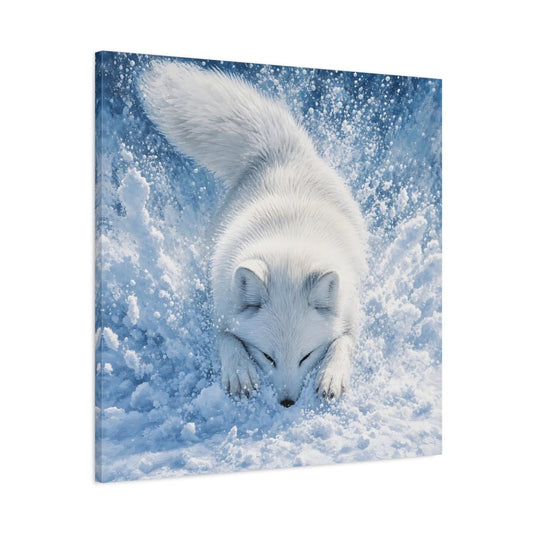 Animals Arctic Fox White Blue Canvas Print – Living Room, Above Couch, and - YesArtYes
